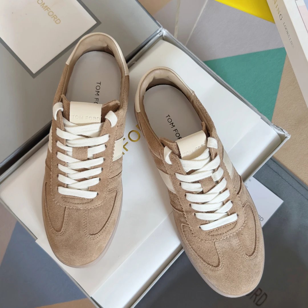 Suede Leather Trainer Sneakers Sandstone Beige - Gallery Image 2 - Detailed View