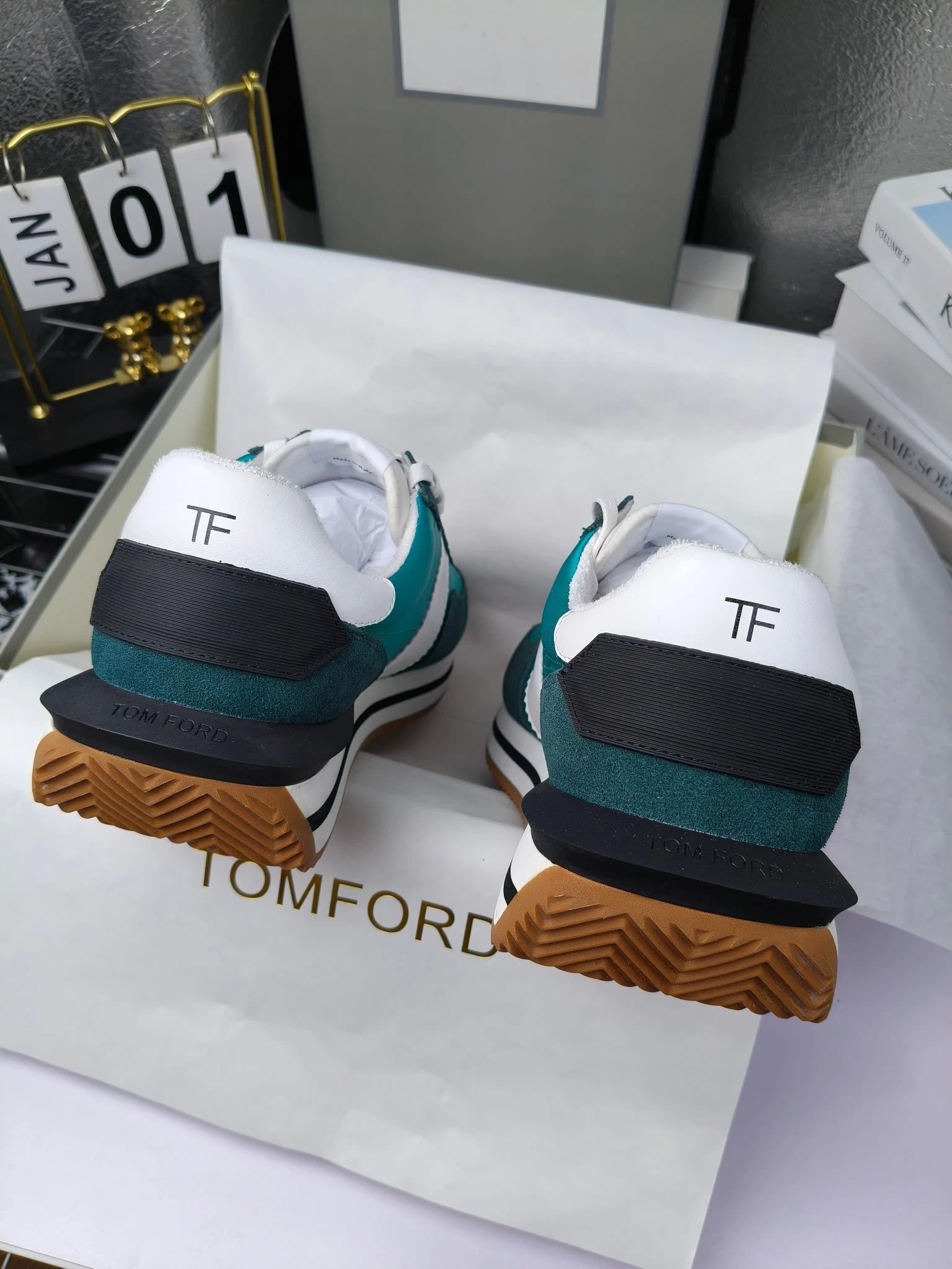 Retro Suede Leather Sneakers Teal - Gallery Image 4 - Detailed View