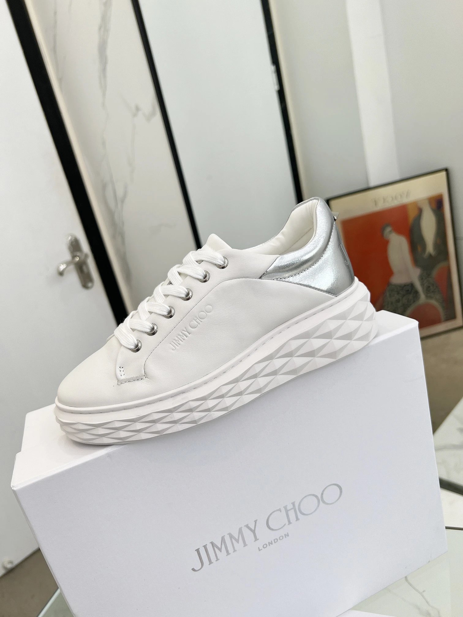 Jimmy Choo Diamond Sneakers in Silver - Gallery Image 4 - Detailed View