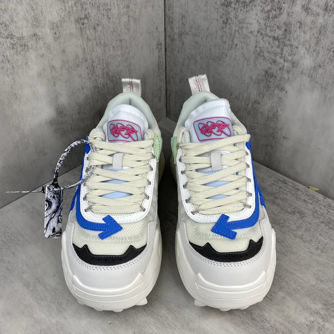 ODS Y-1000 Trail Sneakers Oxford Leather Mesh Ivory Blue - Gallery Image 4 - Detailed View