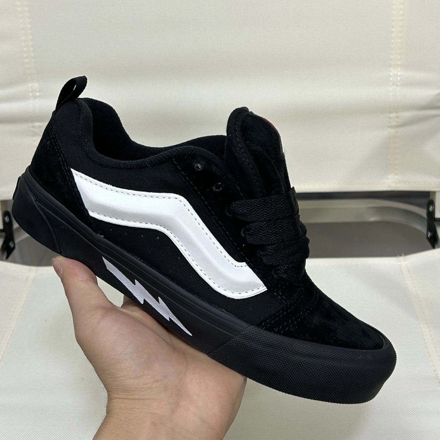 Knu Skool Low Top Skate Shoes Obsidian Black - Gallery Image 7 - Detailed View