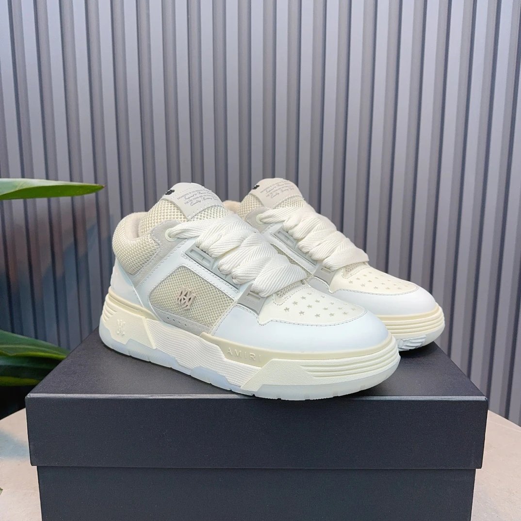 Unisex Leather Mesh Low Top Sneakers Ivory Cream - Gallery Image 5 - Detailed View