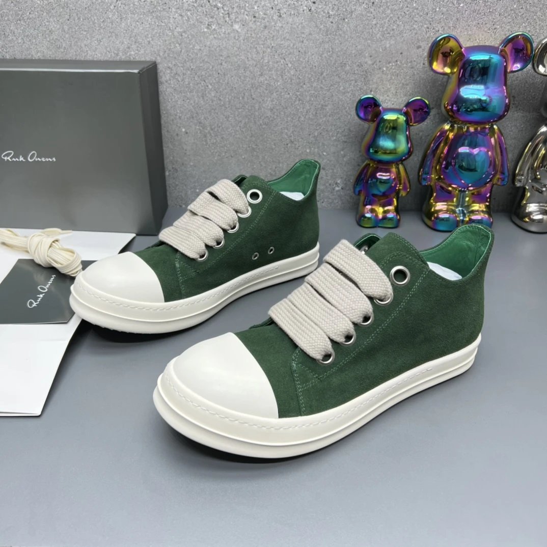 Rick Owens Suede Sneakers Green  - Gallery Image 2 - Detailed View