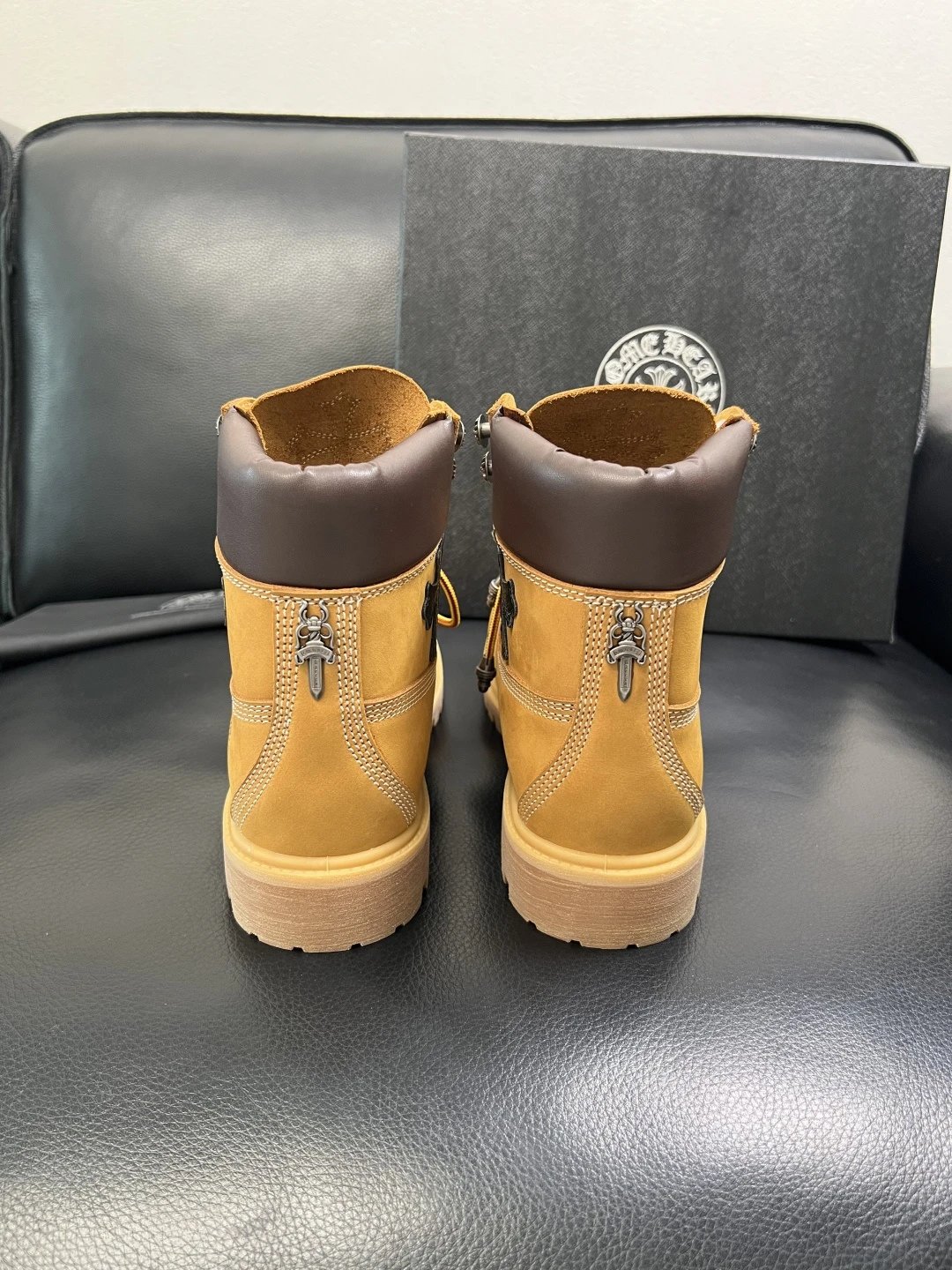 Luxury Leather Work Boots Amber Brown - Gallery Image 7 - Detailed View