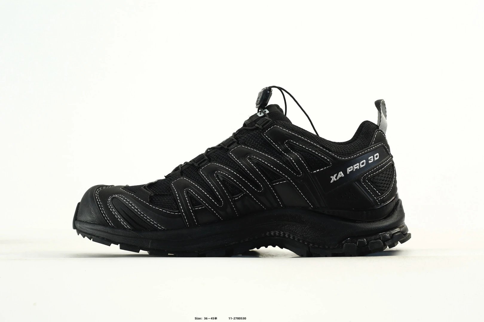 Salomon XA Pro 3D Black Trail Shoes White Logo - Gallery Image 3 - Detailed View