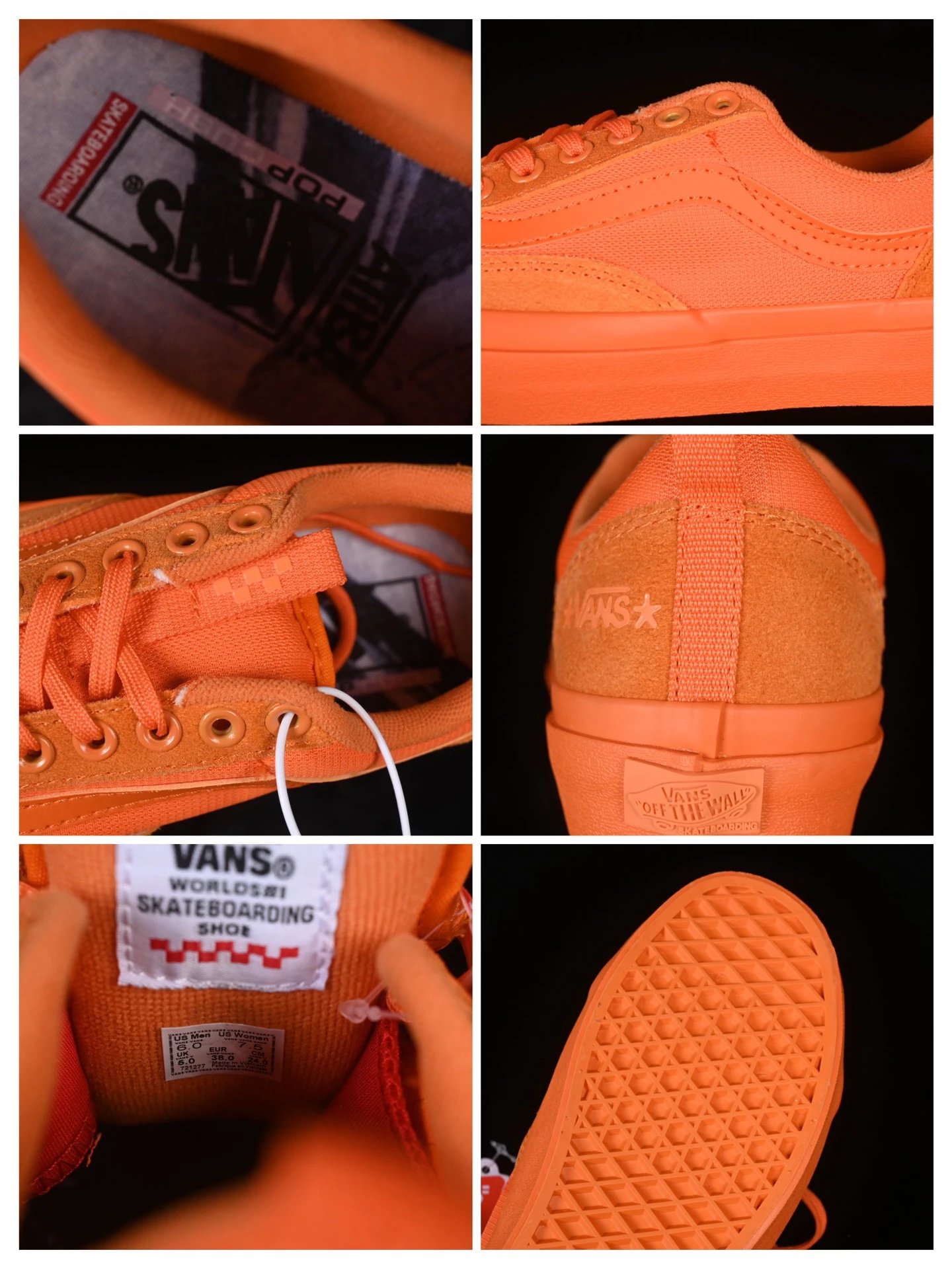 Low Top Skate Shoes Suede Canvas Solar Orange - Gallery Image 9 - Detailed View