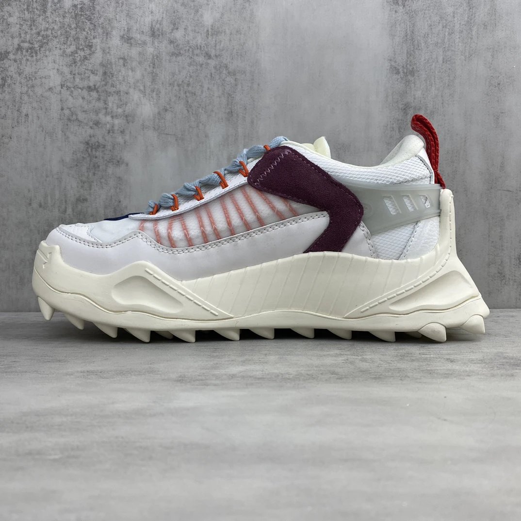 Chunky Hiking Sneakers Leather Oxford Mesh White Sapphire - Gallery Image 7 - Detailed View