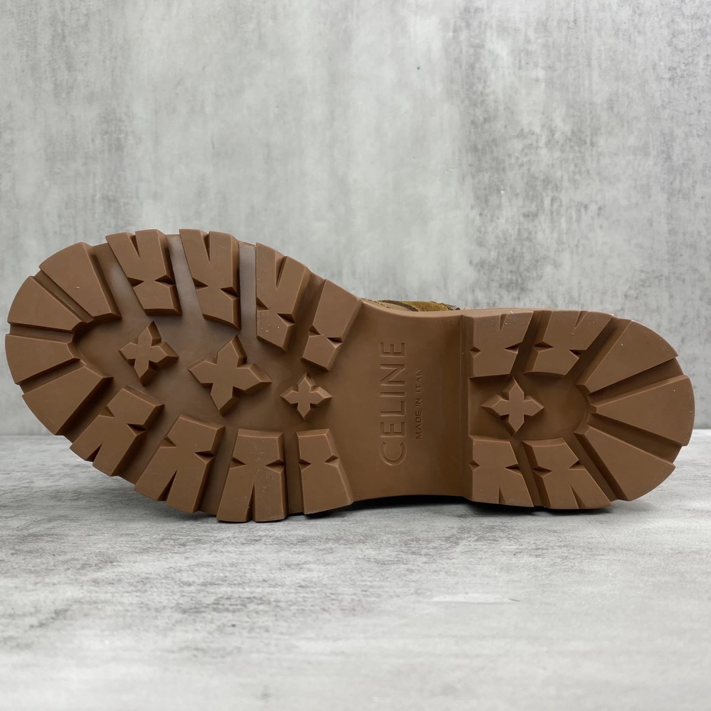 Vintage Calfskin Combat Boots with Arch Logo in Caramel - Gallery Image 8 - Detailed View