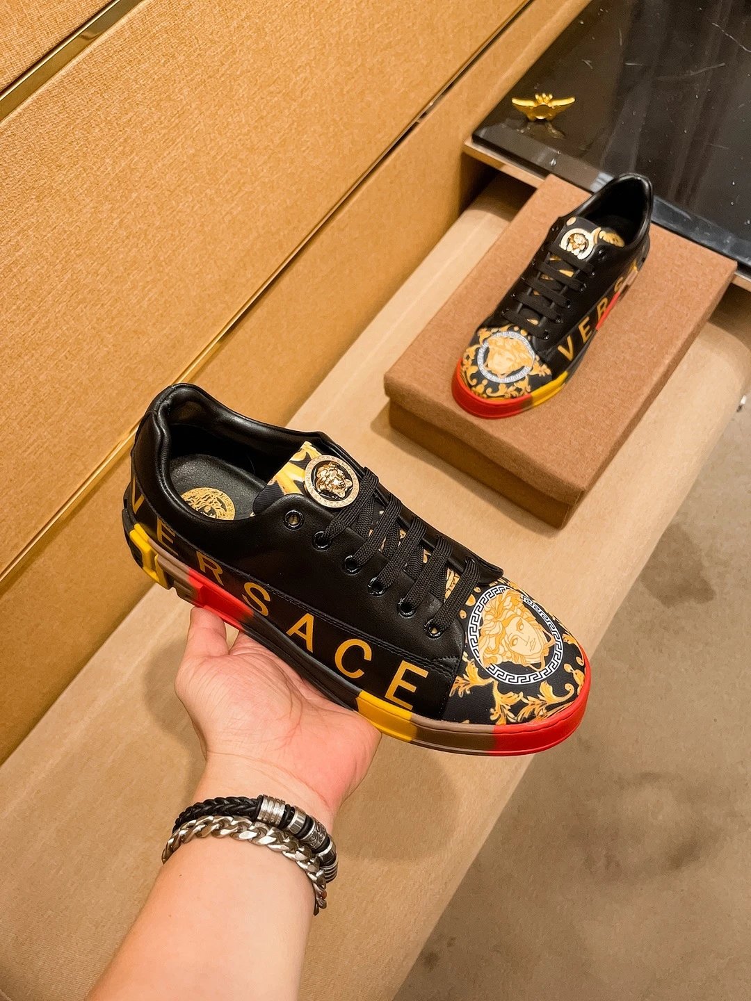 Baroque Leather Sneakers Multi-Tone - Gallery Image 4 - Detailed View