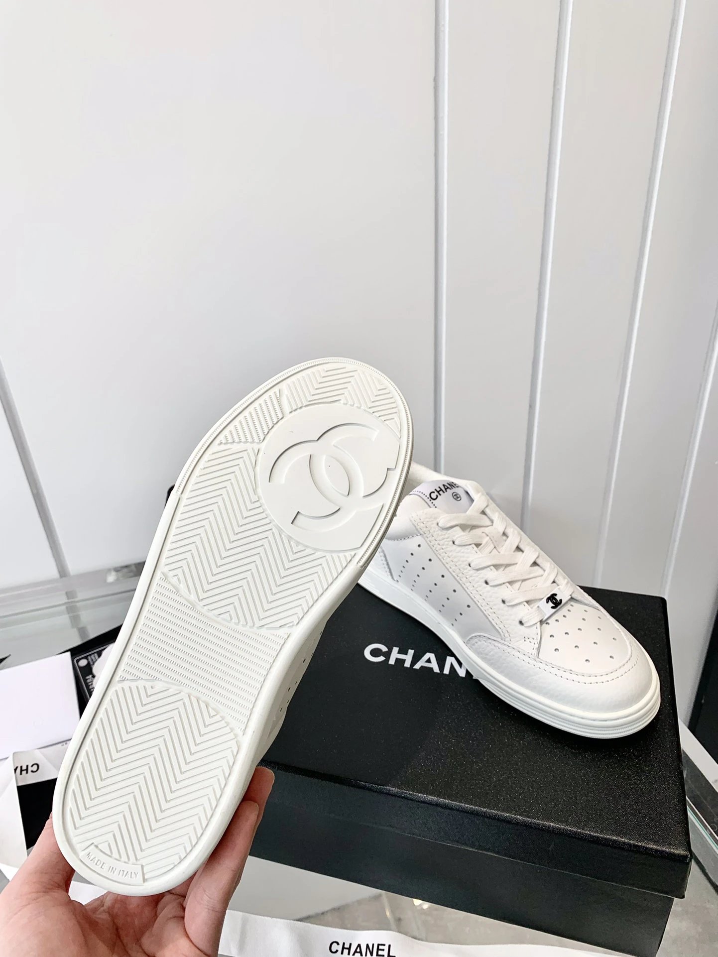 Chanel White Logo Sneakers - Gallery Image 8 - Detailed View