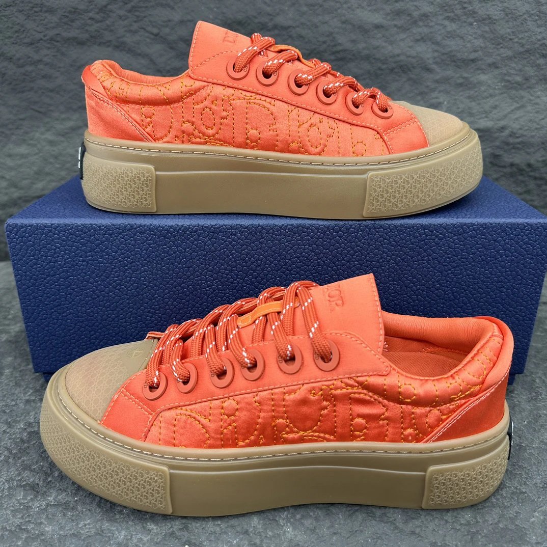 Sneakers with Oblique Print in Sunset Red - Gallery Image 1 - Detailed View