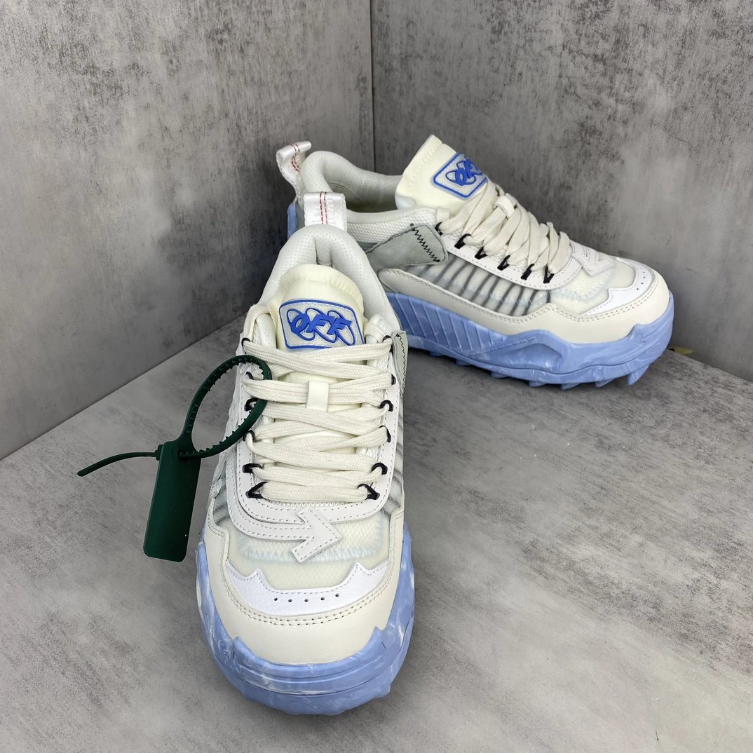 Chunky Outdoor Sneakers Leather Oxford EVA Sole Ice Blue - Gallery Image 2 - Detailed View