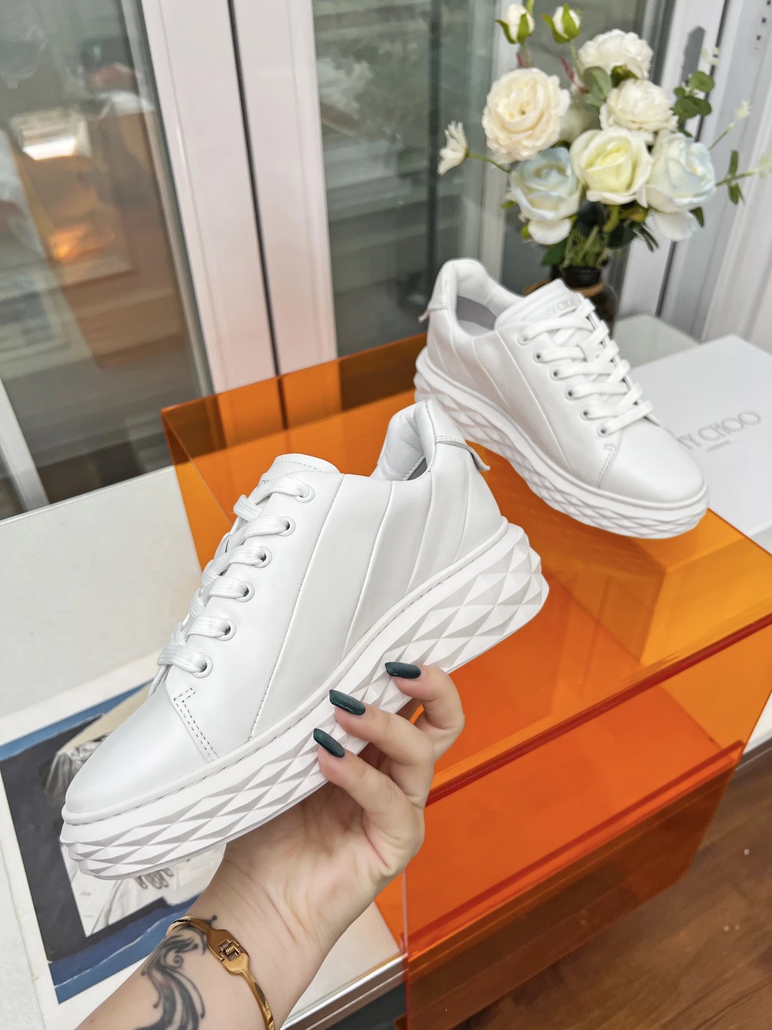 Jimmy Choo Diamond Sneakers White - Gallery Image 5 - Detailed View
