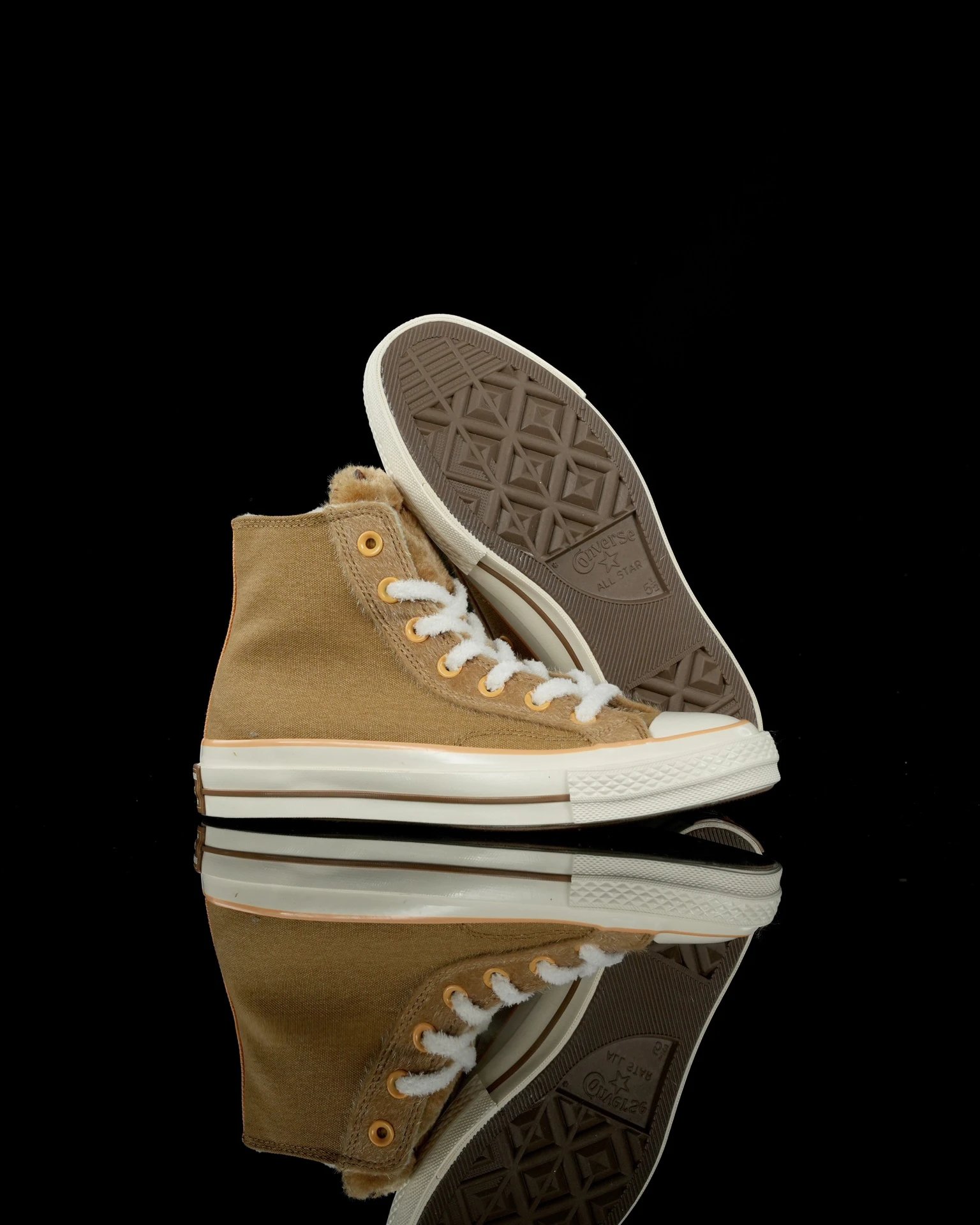 High Top Fleece Capybara Sneakers Camel Brown - Gallery Image 5 - Detailed View