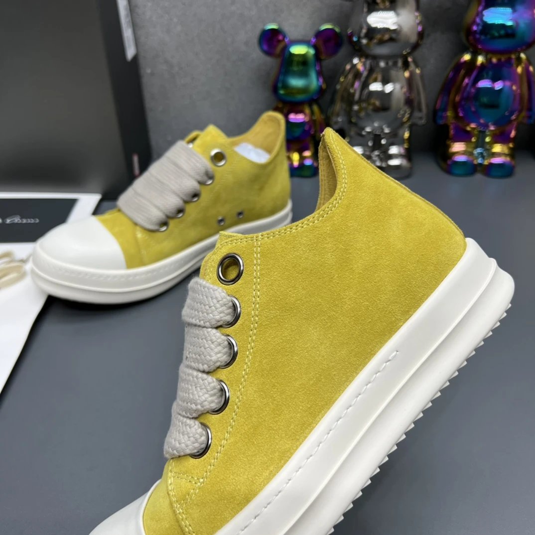Rick Owens Yellow Suede Sneakers - Gallery Image 6 - Detailed View
