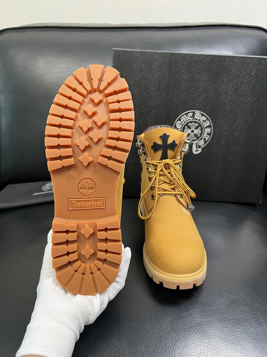 Luxury Leather Work Boots Amber Brown - Gallery Image 9 - Detailed View