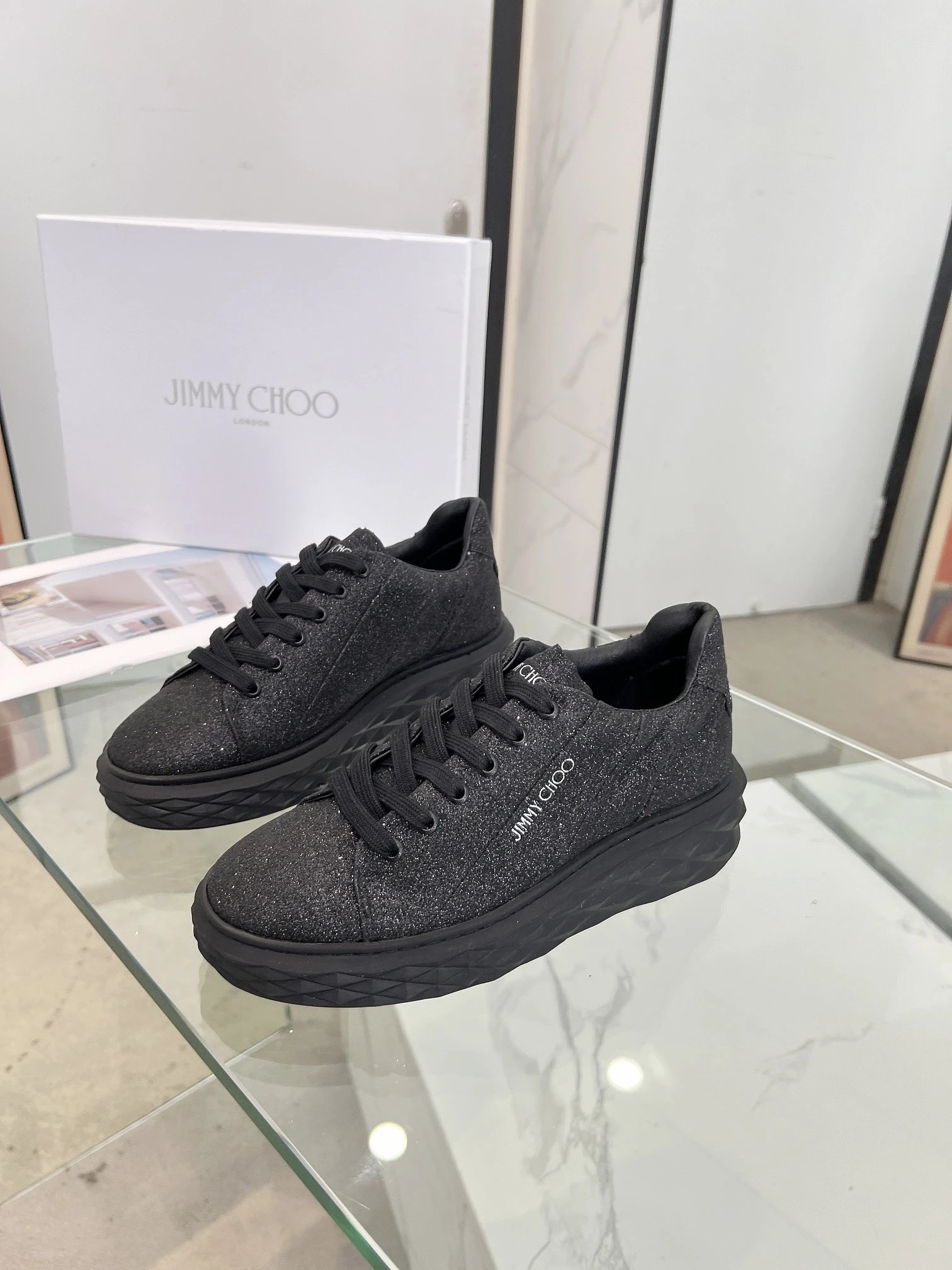 Jimmy Choo Diamond Sneakers Black - Gallery Image 3 - Detailed View
