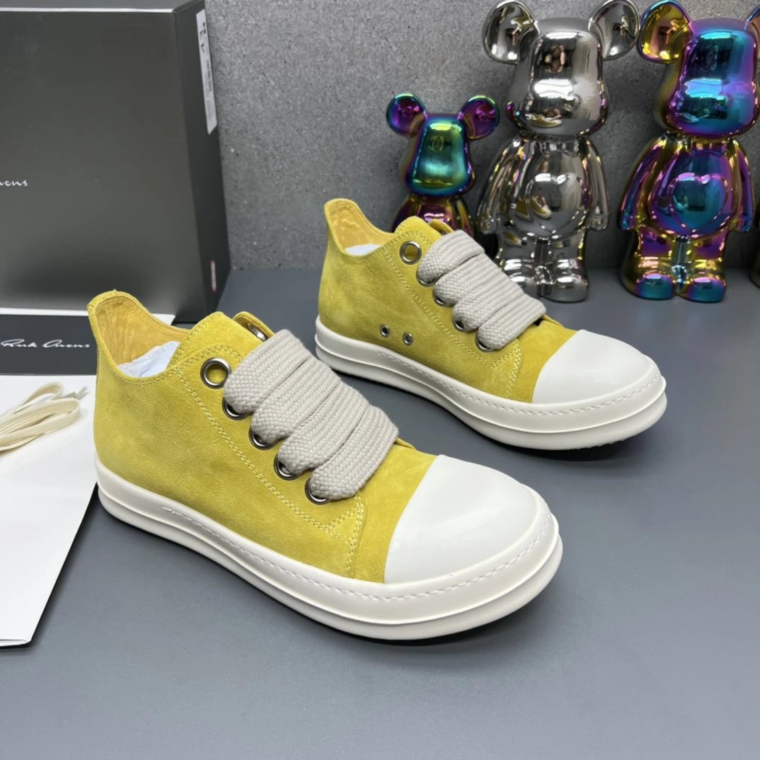 Rick Owens Yellow Suede Sneakers - Gallery Image 4 - Detailed View