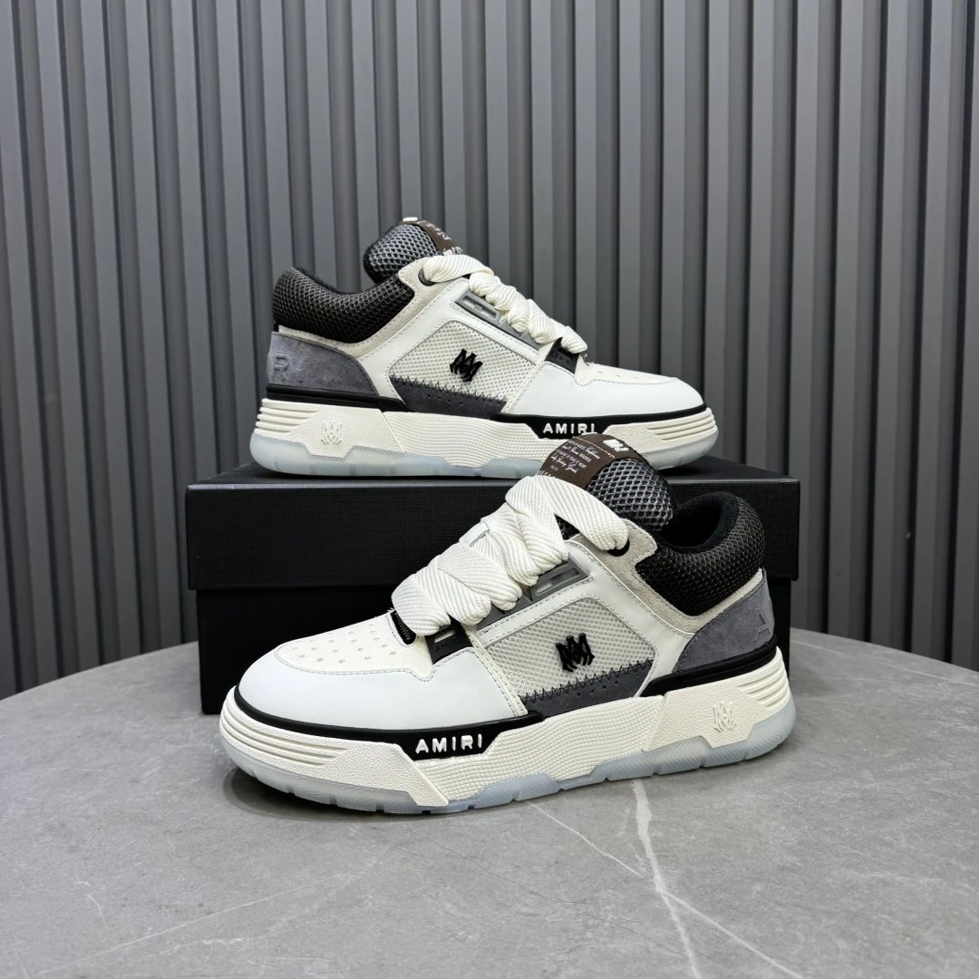 Luxury Leather Low Top Skate Sneakers Ivory Gray - Gallery Image 9 - Detailed View