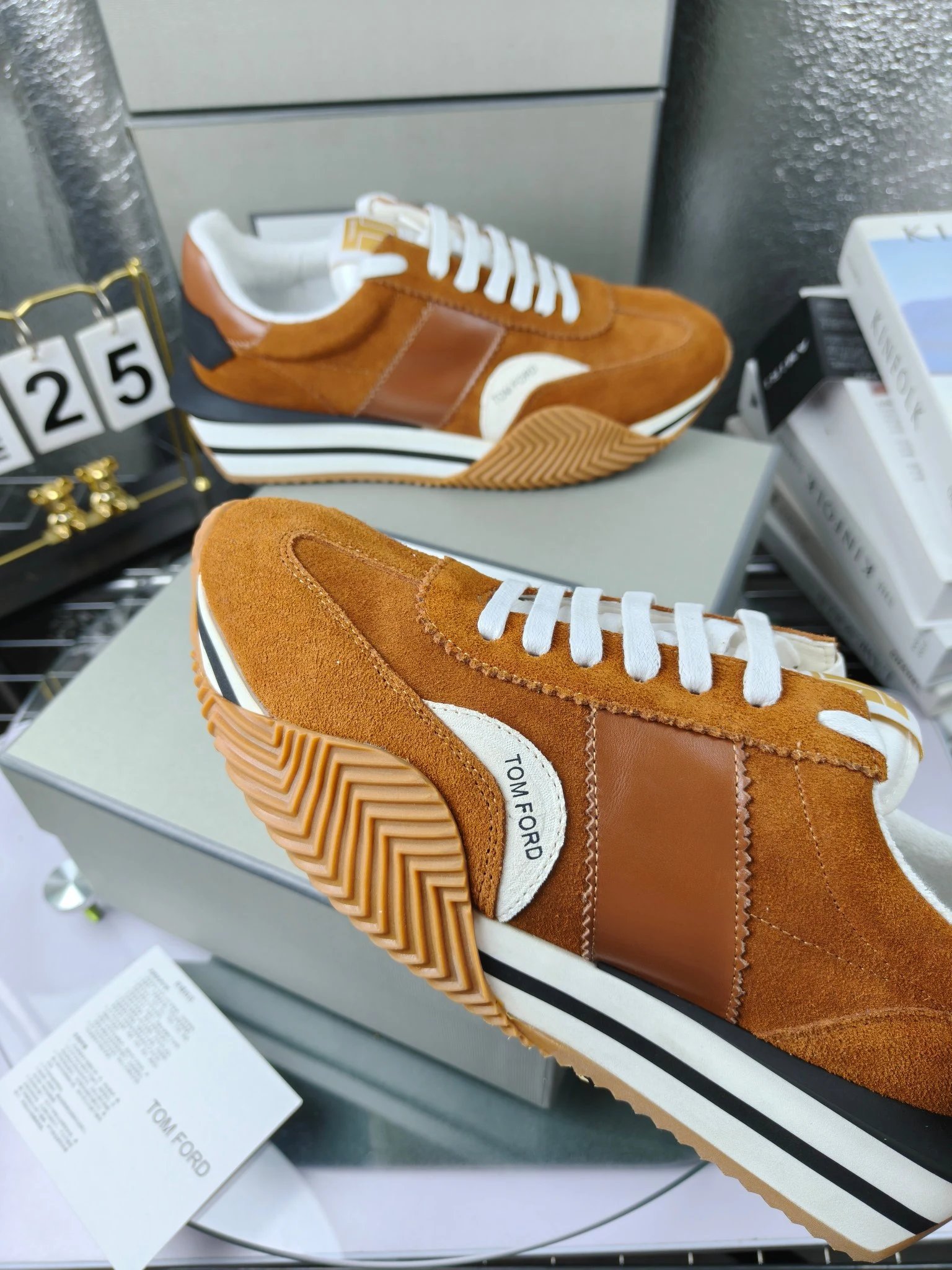 Retro Suede Platform Sneakers Amber Brown - Gallery Image 4 - Detailed View