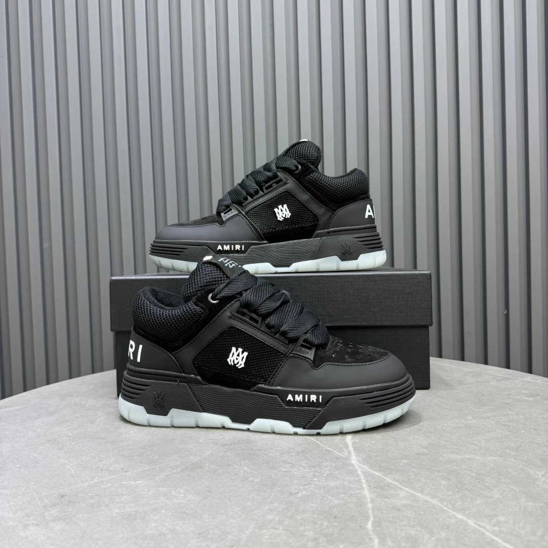 Low Top Mesh Leather Skate Sneakers Unisex Charcoal Black - Gallery Image 7 - Detailed View