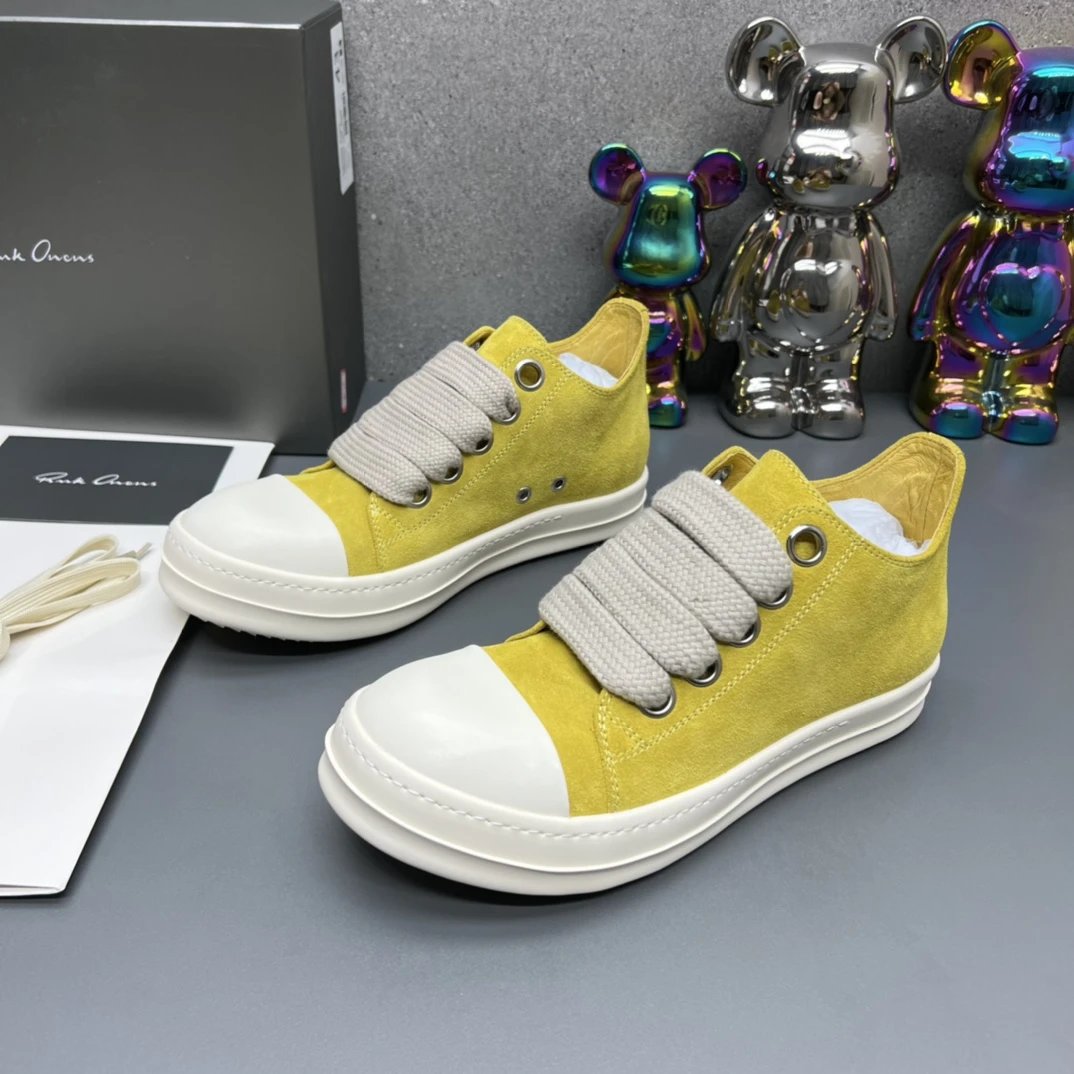 Rick Owens Yellow Suede Sneakers - Gallery Image 3 - Detailed View