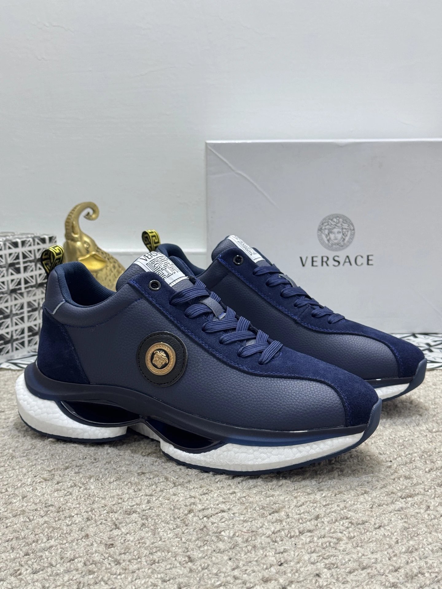 Luxury Mesh Sneakers Navy Blue - Gallery Image 1 - Detailed View