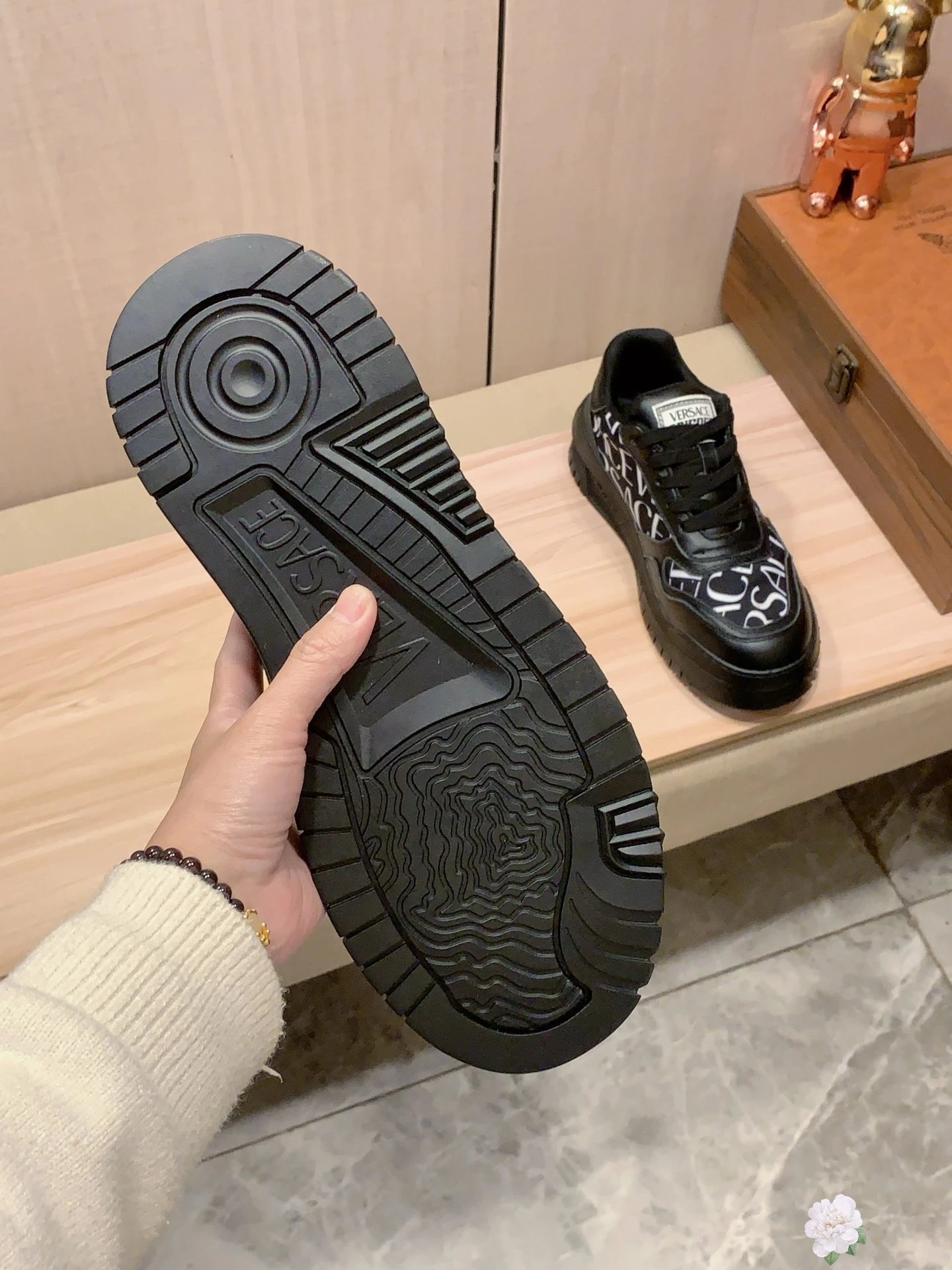 Chunky Leather Sneakers Ebony Black - Gallery Image 8 - Detailed View