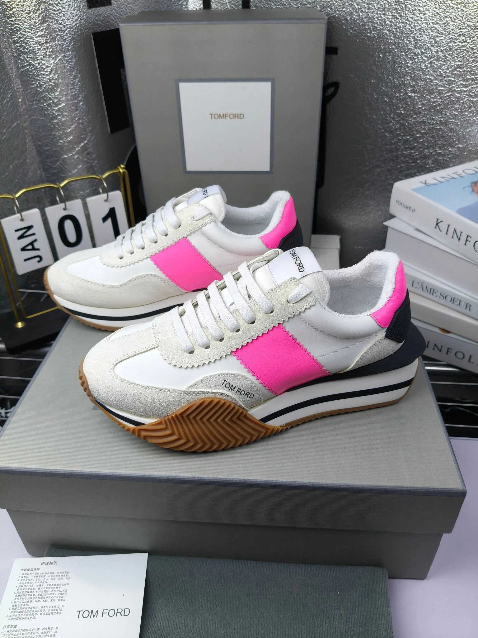 Retro Suede Leather Sneakers Elevated Sole Fuchsia - Gallery Image 2 - Detailed View