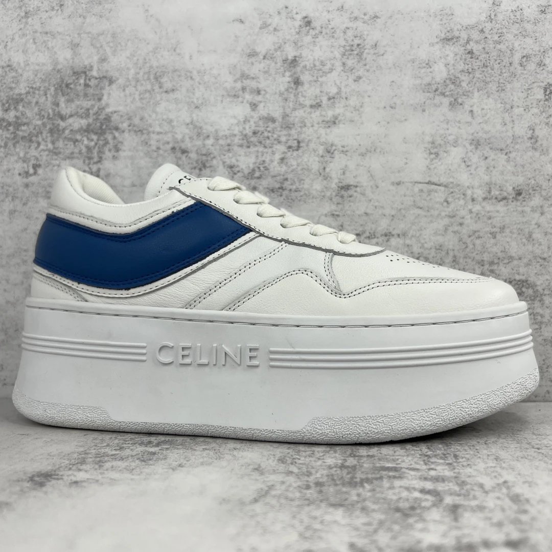 Chunky Platform Leather Sneakers Summer Biscuit Blue - Gallery Image 6 - Detailed View