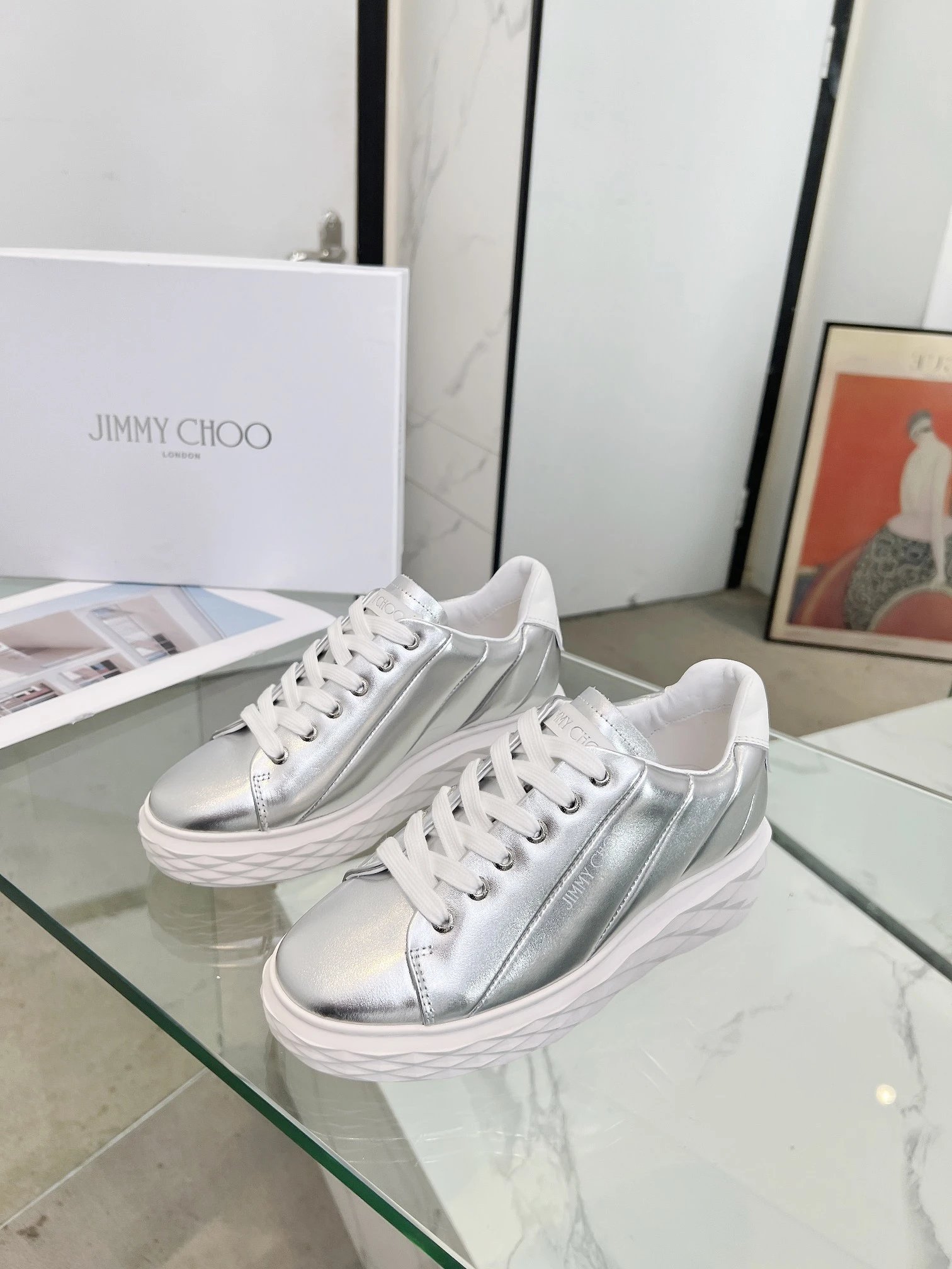 Jimmy Choo Silver Diamond Sneakers - Gallery Image 2 - Detailed View