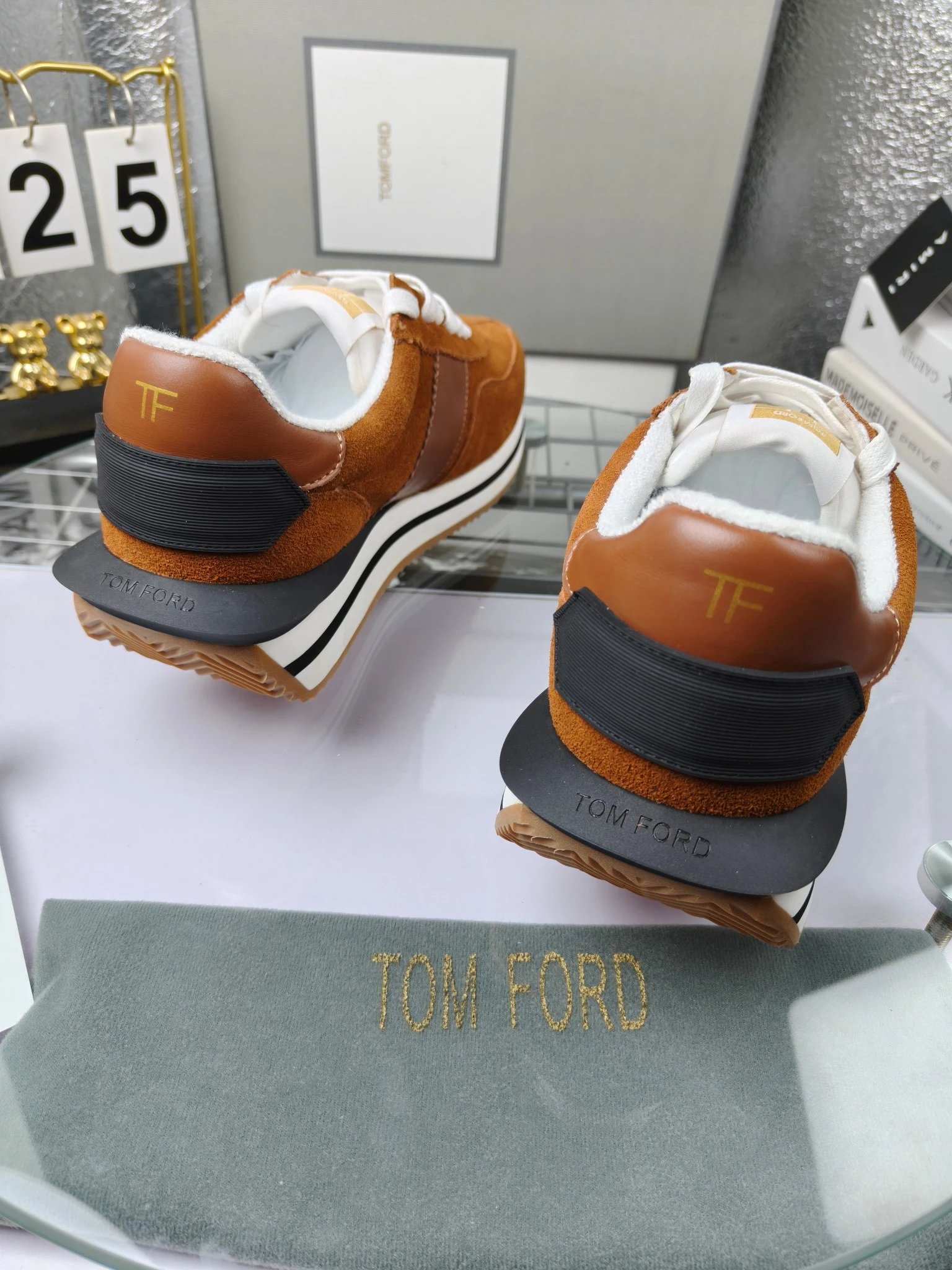 Retro Suede Platform Sneakers Amber Brown - Gallery Image 8 - Detailed View