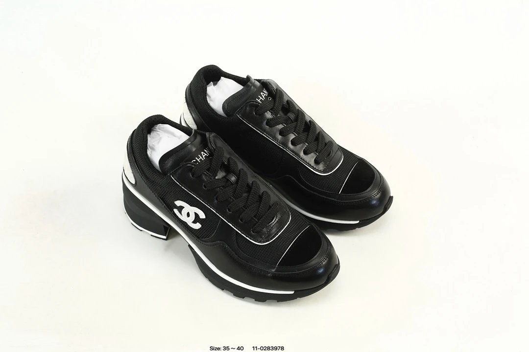 Women's Calfskin Lace-Up Low Top Chunky Sneakers Ebony Black - Gallery Image 8 - Detailed View