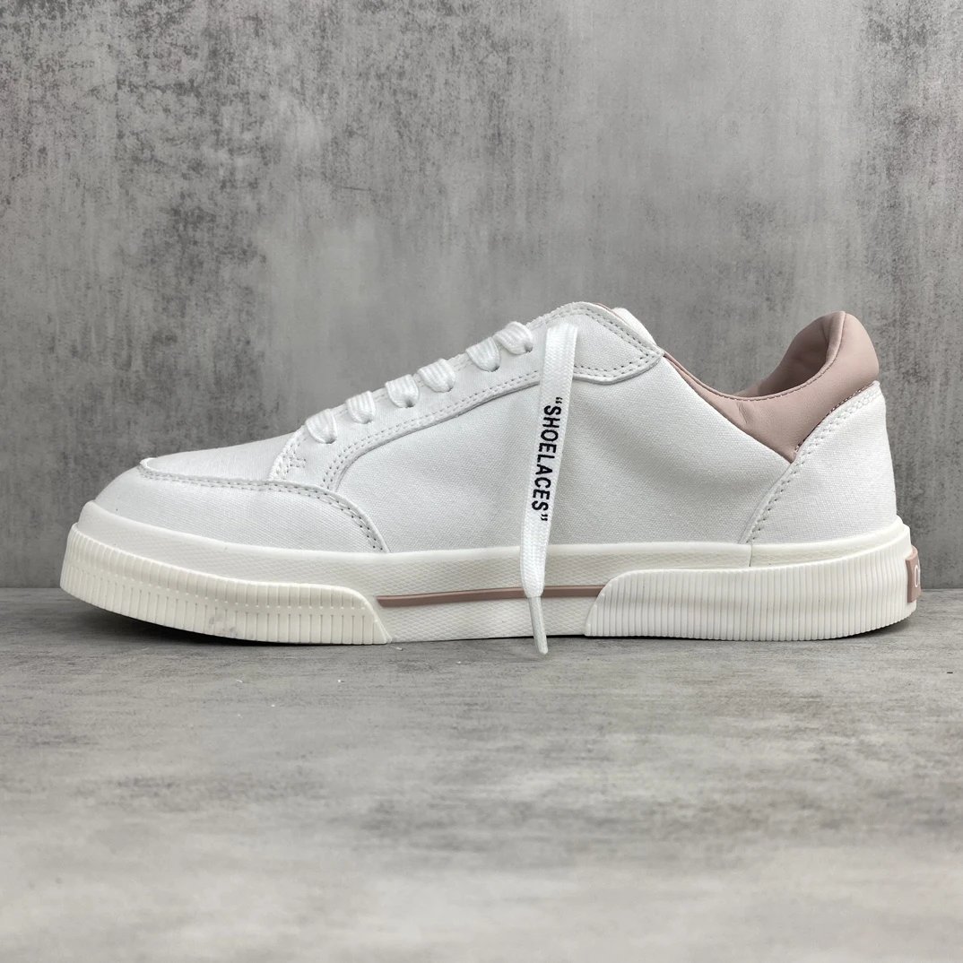 Low Vulcanized Canvas Sneakers Leather Lining Rose White - Gallery Image 7 - Detailed View