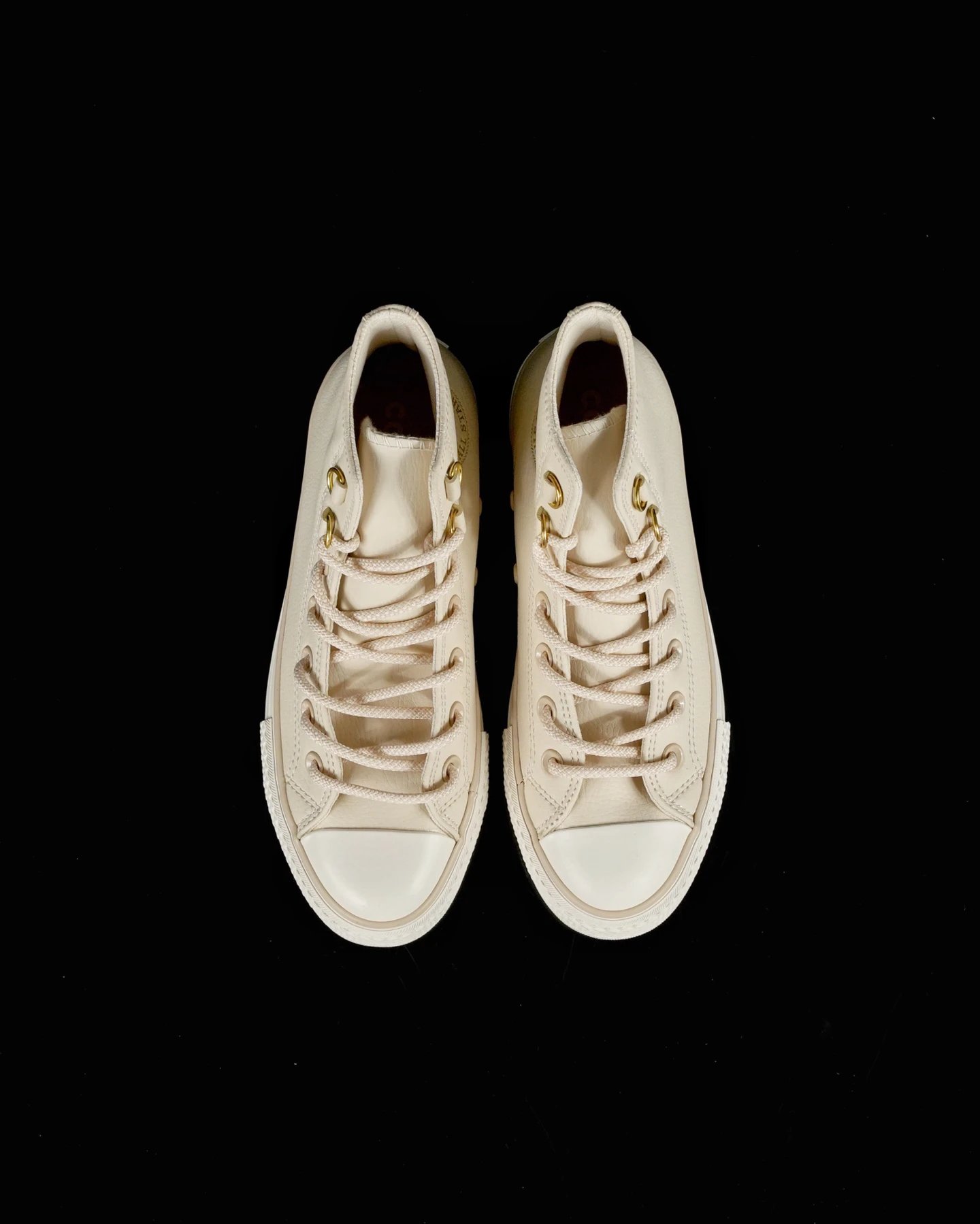 Platform Leather High Top Sneakers Cream Ivory - Gallery Image 2 - Detailed View