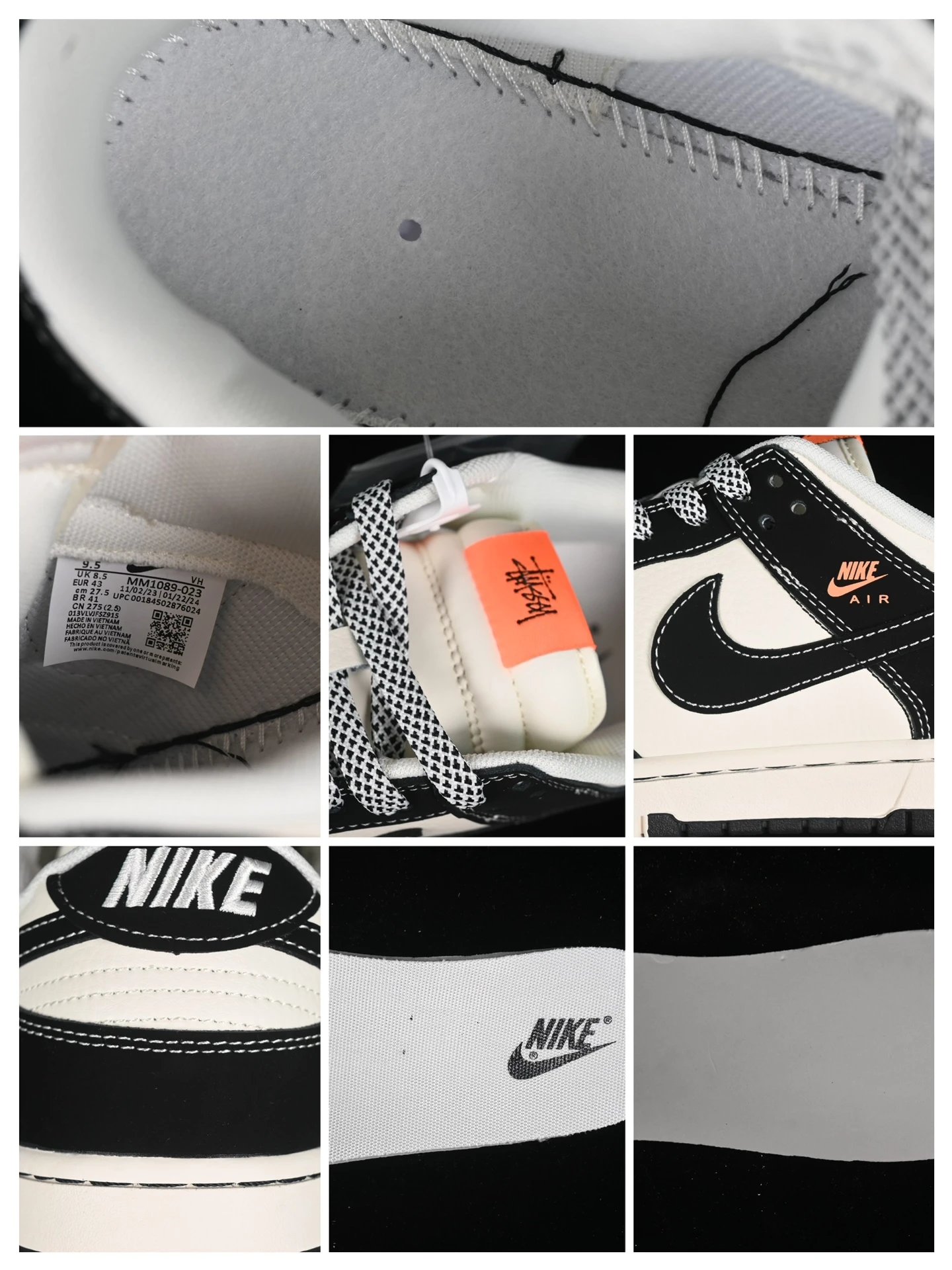 Custom Low-Top Skate Shoes Ivory Noir - Gallery Image 9 - Detailed View