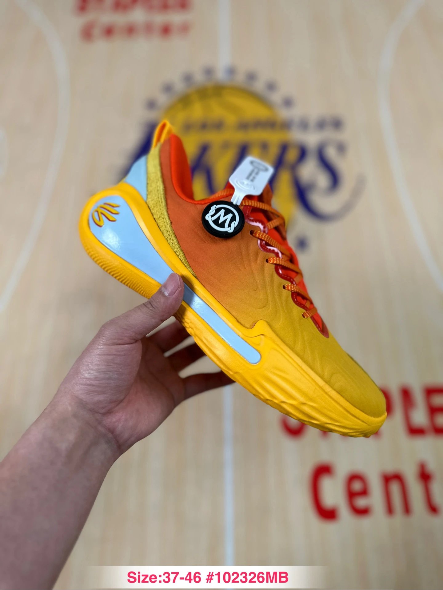 Curry 12 Mesh Basketball Sneakers Sunset Gold & Ice Blue - Gallery Image 5 - Detailed View