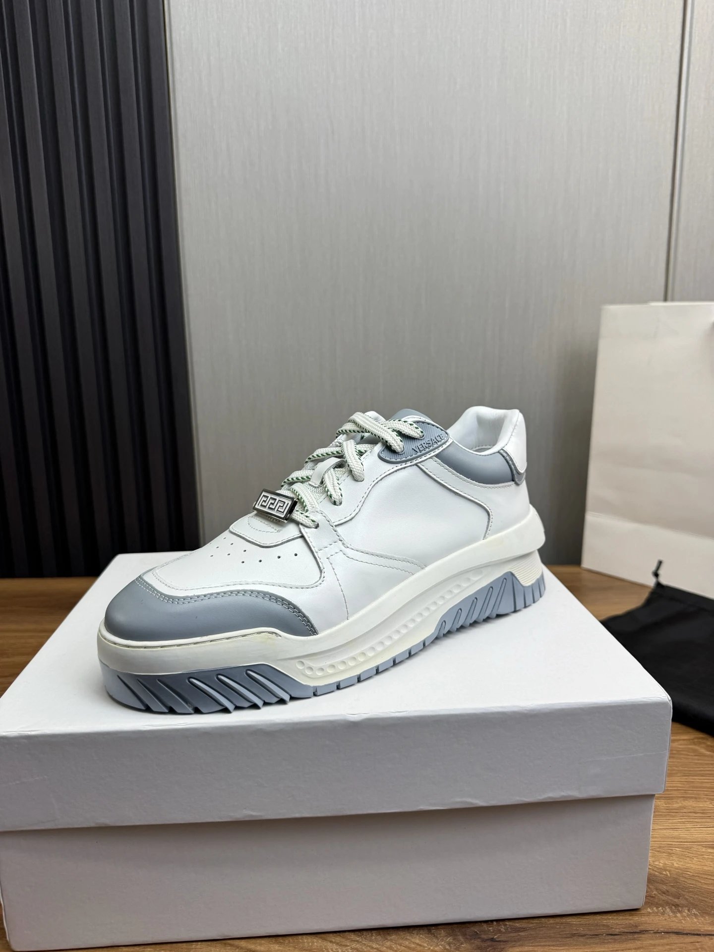 Luxury Leather Sneakers Dove Grey - Gallery Image 1 - Detailed View
