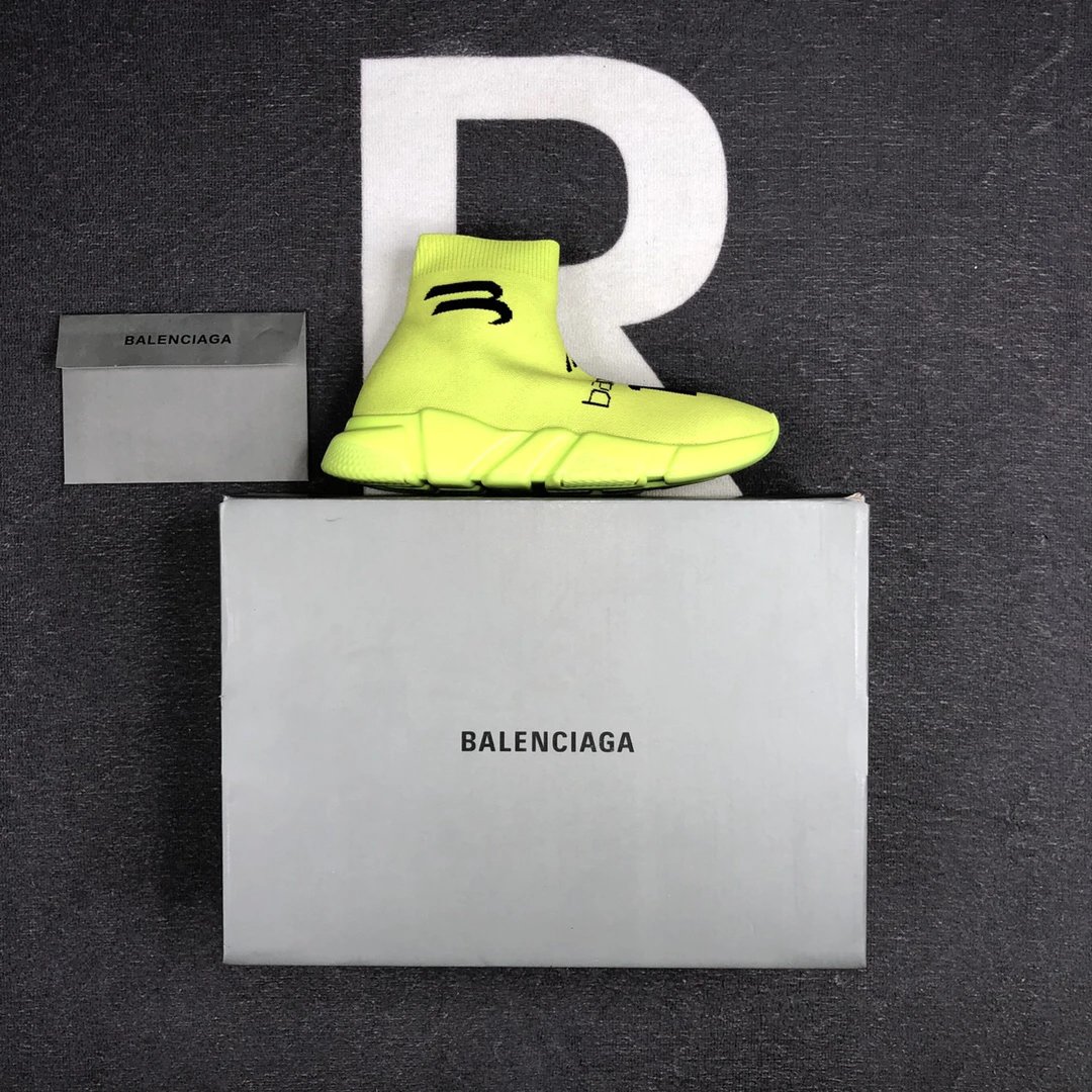 Unisex Knit Sock Sneakers TPU Sole Neon Chartreuse - Gallery Image 1 - Detailed View