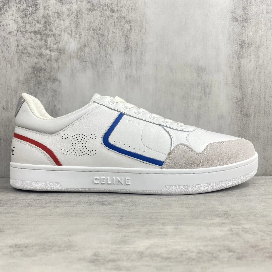 CT-10 Leather Low Top Sneakers with Ivory Accents - Gallery Image 6 - Detailed View