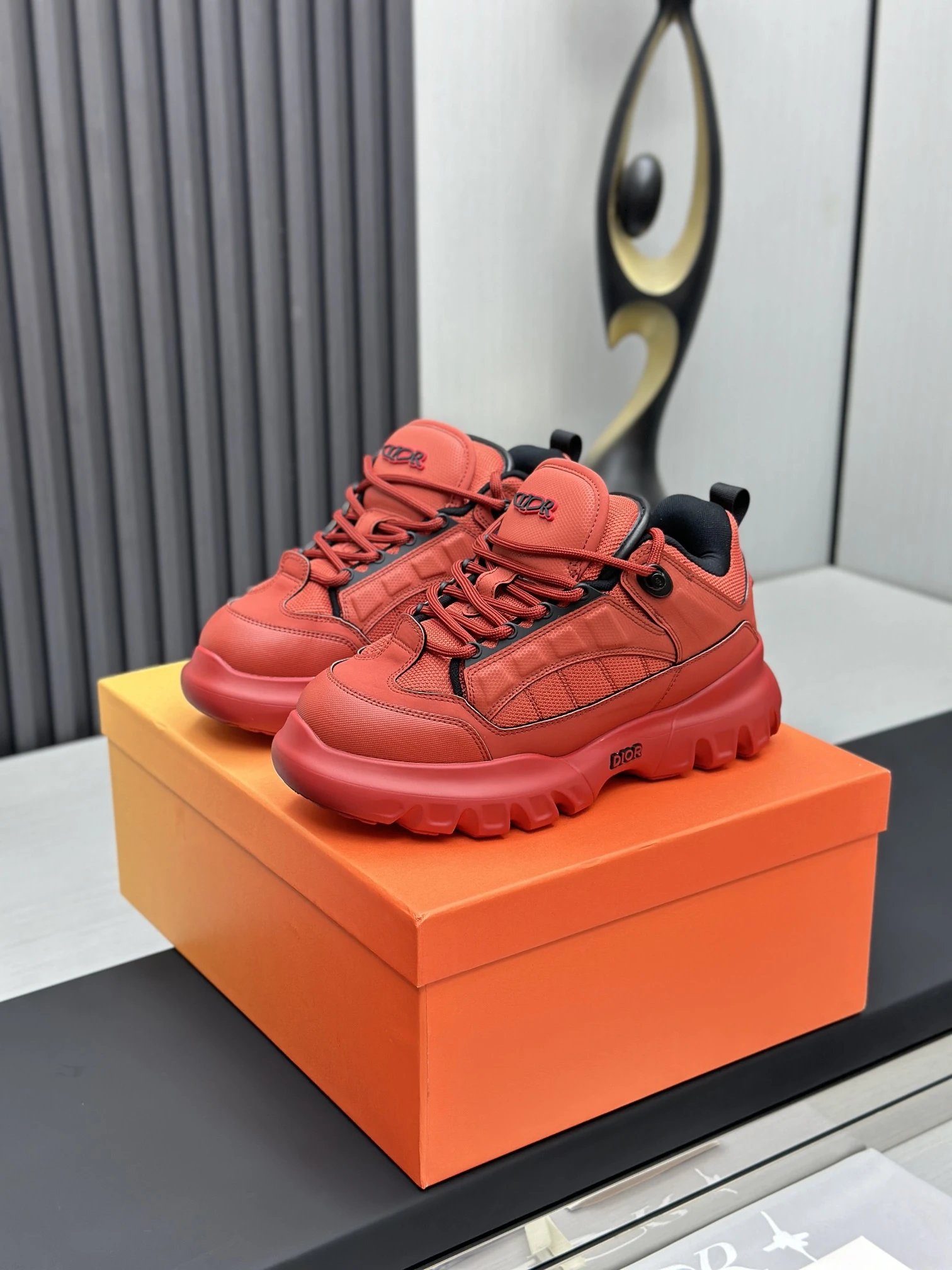 Dior x Levis Hamilton Sneakers Red - Gallery Image 2 - Detailed View