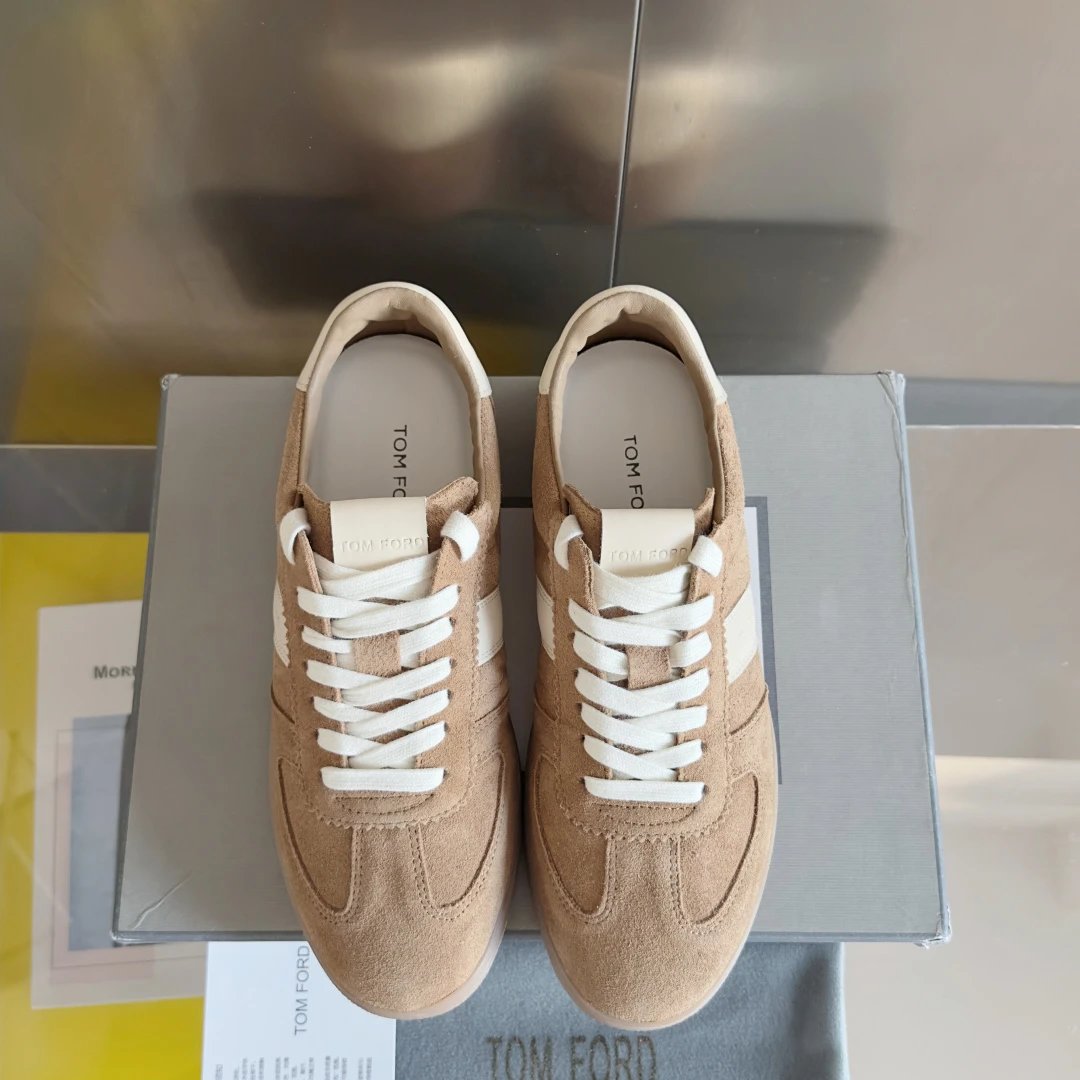 Suede Leather Trainer Sneakers Sandstone Beige - Gallery Image 7 - Detailed View