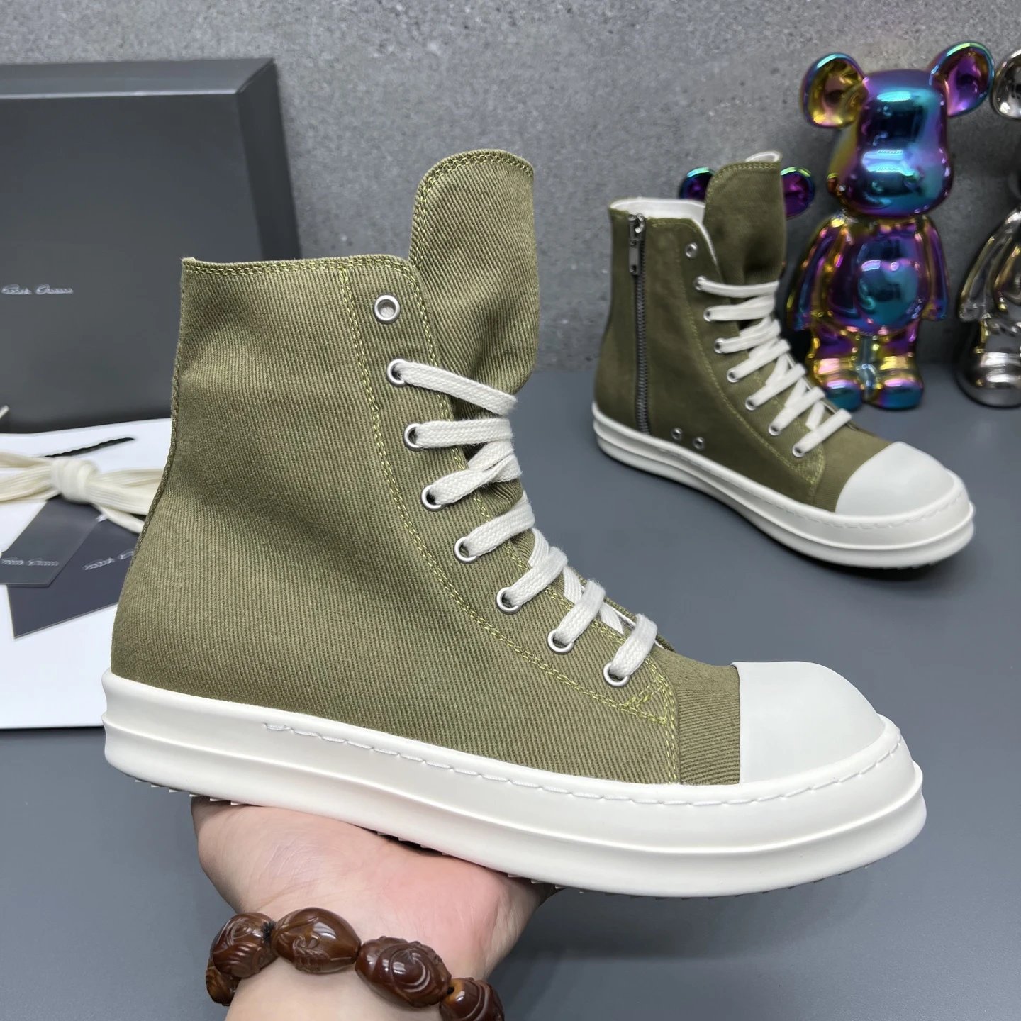 Rick Owens Casual High-Top Sneakers Green - Rick Owens - Cnfans - $63.72