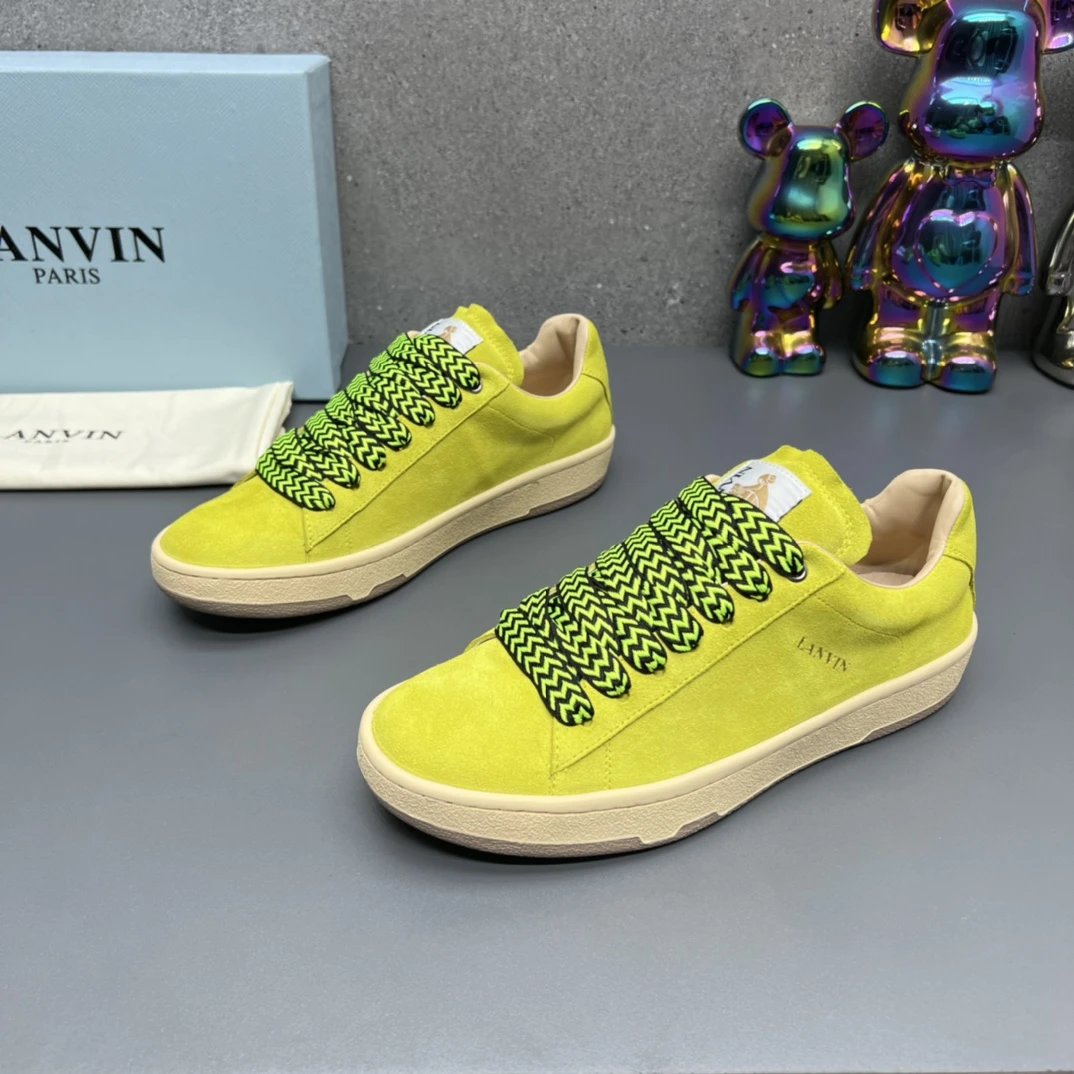 Lanvin Suede Sneakers Yellow - Gallery Image 2 - Detailed View