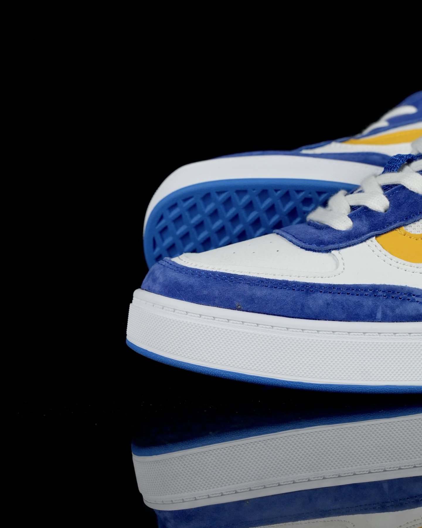 Retro Skate Suede Leather Sneakers Azure Yellow - Gallery Image 9 - Detailed View