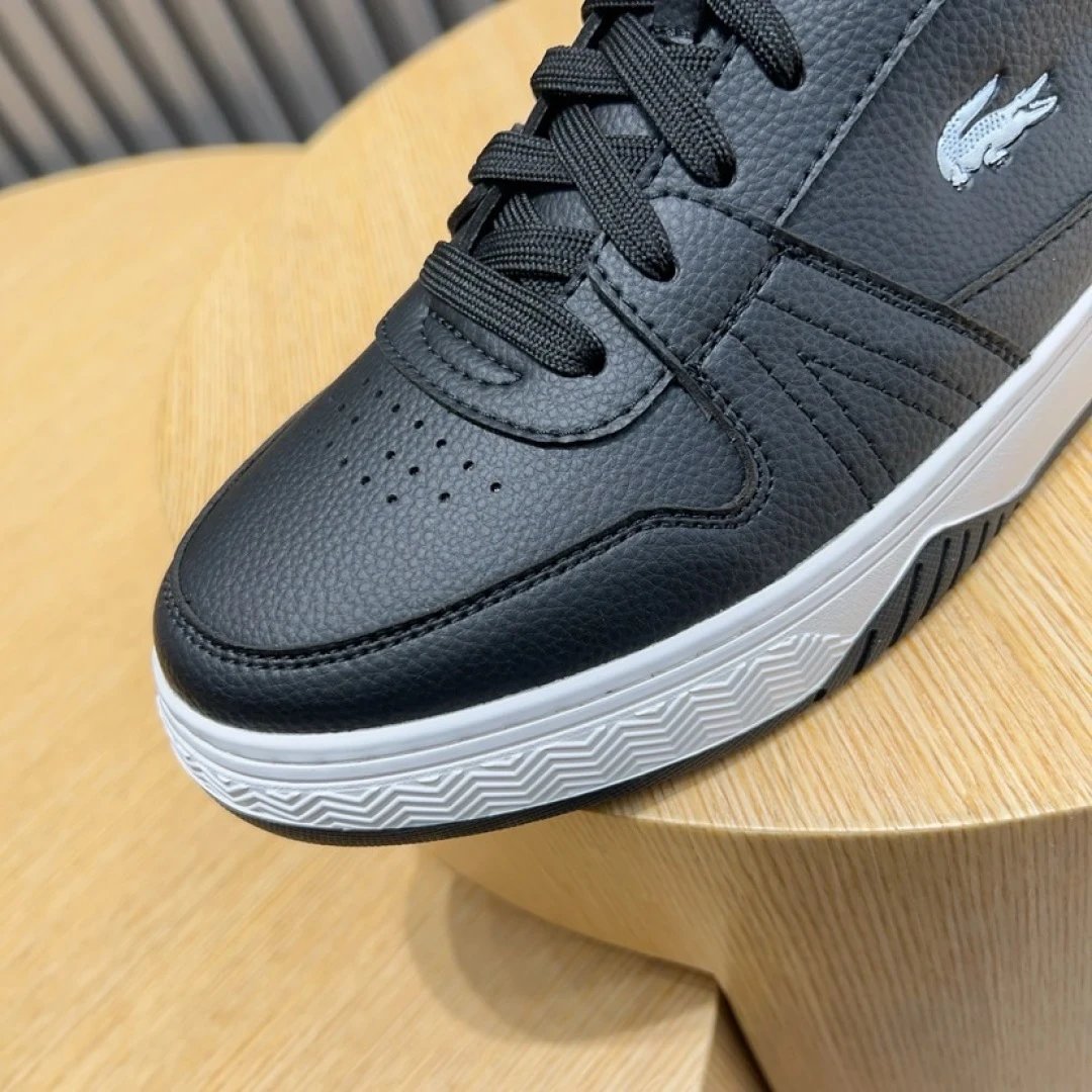 Lacoste Black Leather Sneakers - Gallery Image 7 - Detailed View
