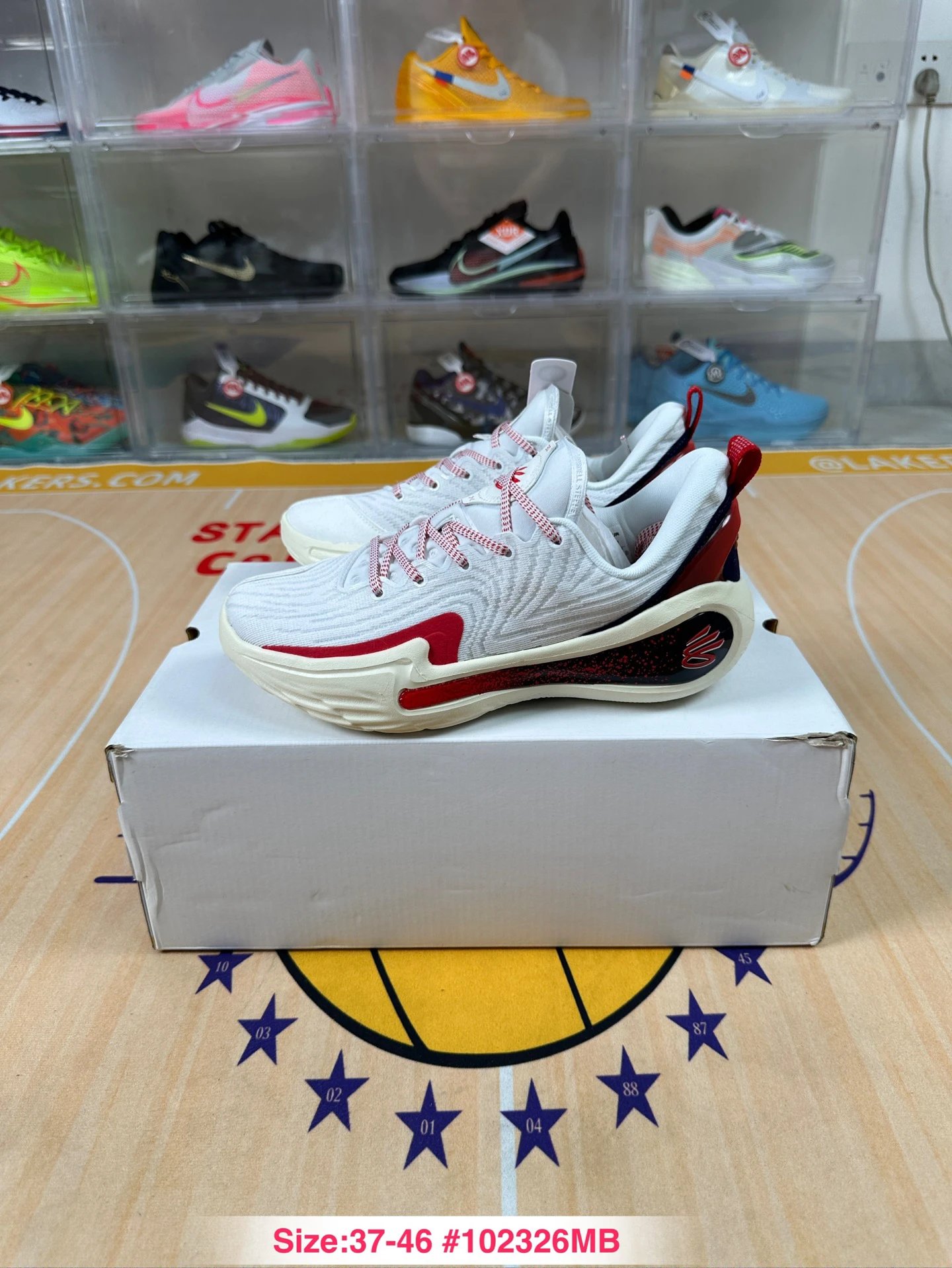 Curry 12 Mesh Basketball Sneakers Ivory Crimson - Gallery Image 2 - Detailed View