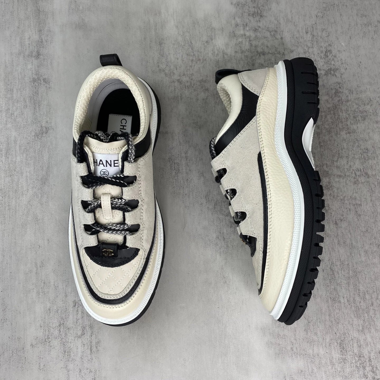 Luxury Leather Low Top Sneakers Panda Colorway - Gallery Image 3 - Detailed View