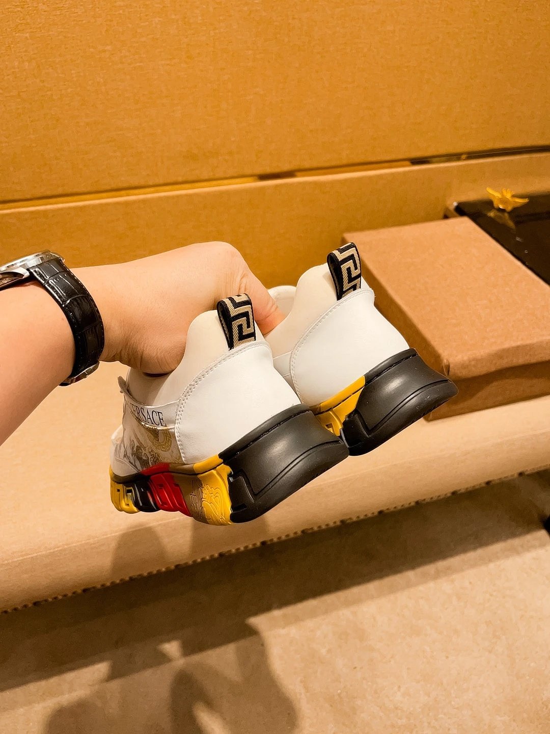 Luxury Leather Sneakers Baroque White - Gallery Image 9 - Detailed View