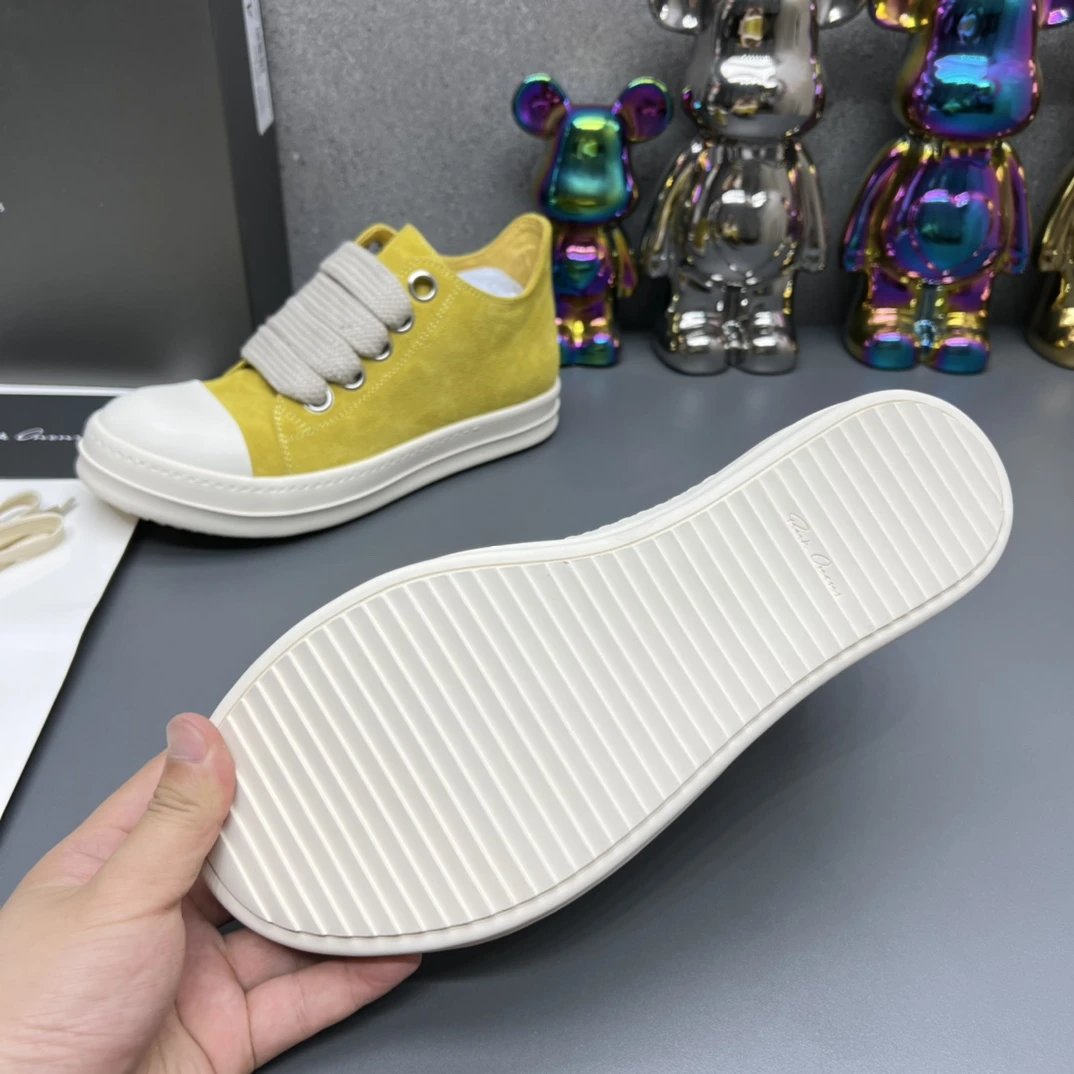 Rick Owens Yellow Suede Sneakers - Gallery Image 9 - Detailed View